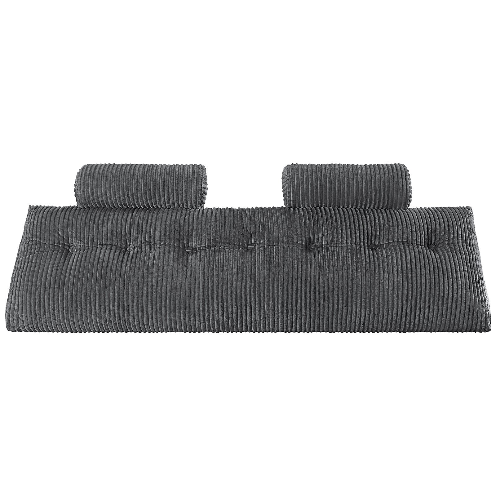 Luxurious King Size Wedge Headboard Pillow with Dual Headrests & Pockets - Soft Grey Velvet for Reading, Gaming, & Relaxing Comfort