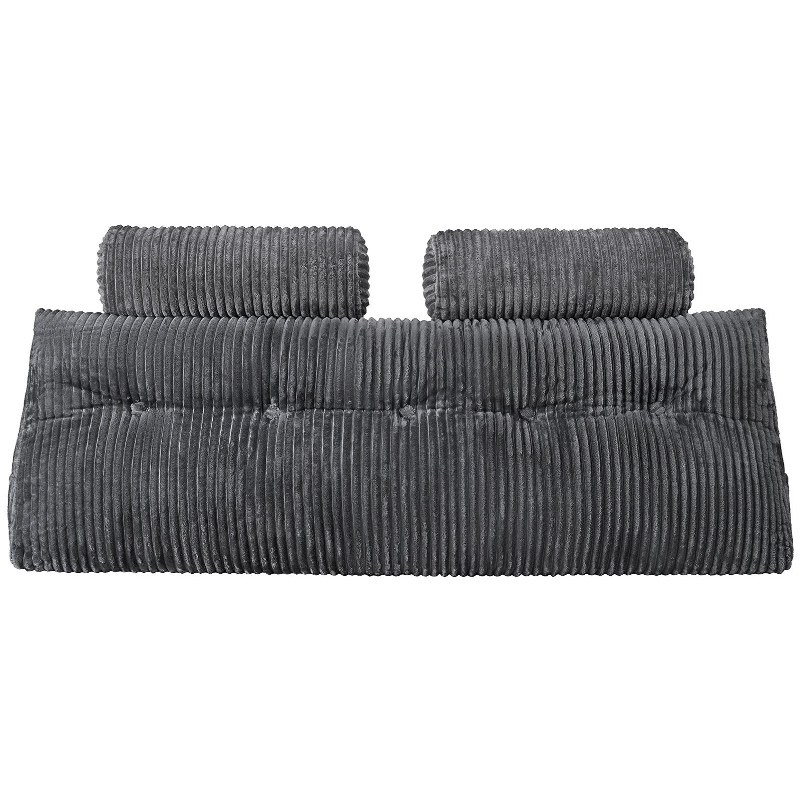 Queen Size Grey Wedge Headboard Pillow with Pockets & Removable Velvet Cover - Ideal for Reading, Gaming, Resting, and Bedside Comfort
