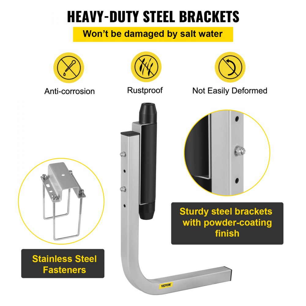 VEVOR Boat Trailer Guide-ons 15.6", 2PCS Trailer Guides with Rubber Rollers, Galvanized Steel Trailer Guide ons, w/ Complete Mounting Accessories, for Ski Boat, Fishing Boat or Sailboat Trailer