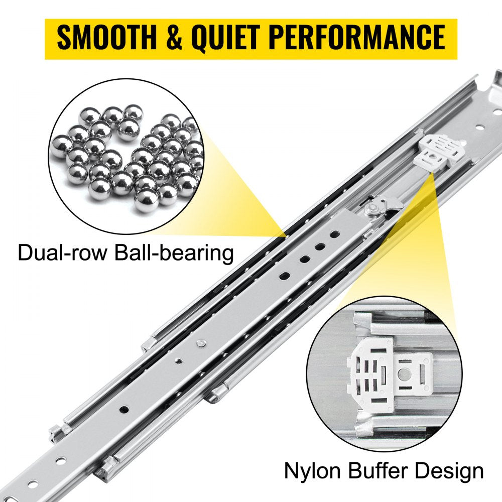 40-Inch Locking Ball Bearing Drawer Slides - Supports Up to 500lbs for Heavy Duty Applications