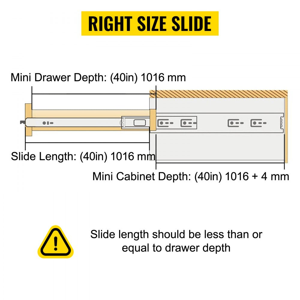 40-Inch Locking Ball Bearing Drawer Slides - Supports Up to 500lbs for Heavy Duty Applications