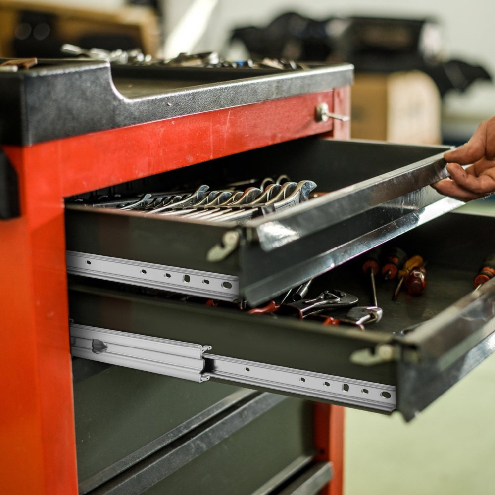 Heavy-Duty 36-Inch Ball Bearing Side Mount Drawer Slides with 500 LBS Load Capacity and Full Extension for Smooth and Quiet Operation