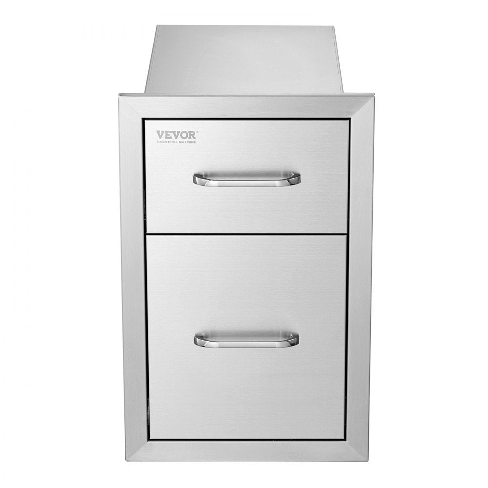 Double Access BBQ Drawers for Outdoor Kitchens - 13" W x 20.4" H x 20.8" D, Stainless Steel Handle