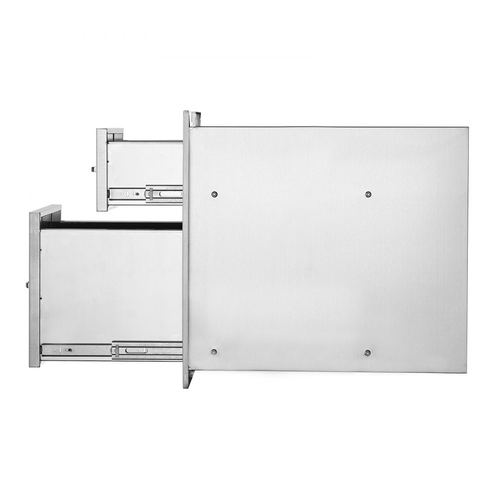 Double Access BBQ Drawers for Outdoor Kitchens - 13" W x 20.4" H x 20.8" D, Stainless Steel Handle