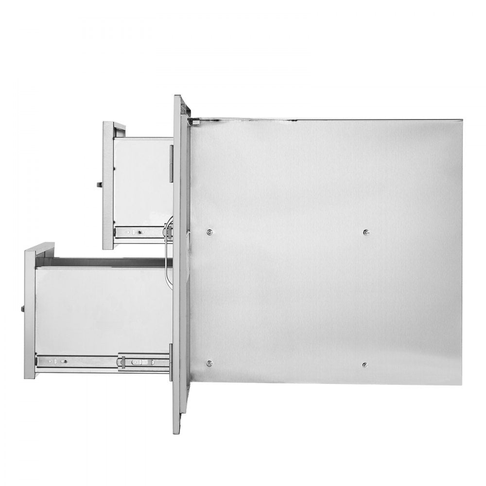 Stainless Steel Outdoor Kitchen Combo: Double Drawers, Access Door, and Paper Towel Rack for BBQ Island, 32.5" W x 21.6" H x 20.5" D