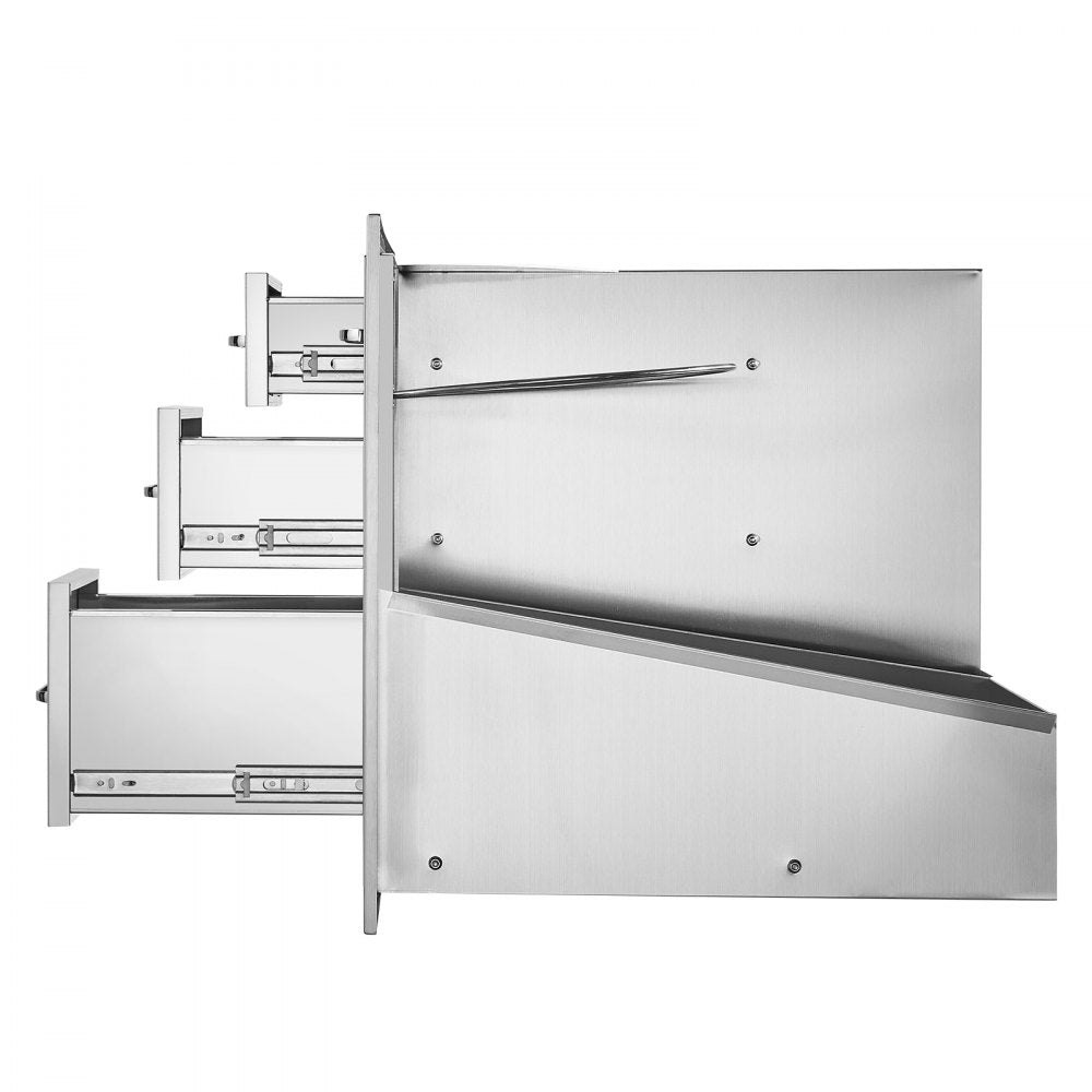 VEVOR Outdoor Kitchen Door Drawer Combo 29.5\" W x 22.6\" H x 21.7\'\'D, Access Door/Triple Drawers with Propane Drawer and Adjustable Garbage Ring, Perfect for BBQ Island Patio Grill Station