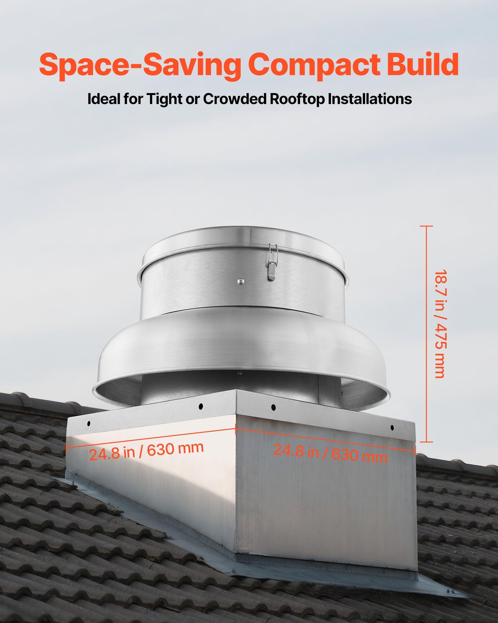 Heavy-Duty Roof Exhaust Fan with High-Power Motor, 24.8" Aluminum Base, Adjustable 3000/3900CFM for Attic, Garage, Kitchen, Bathroom Ventilation