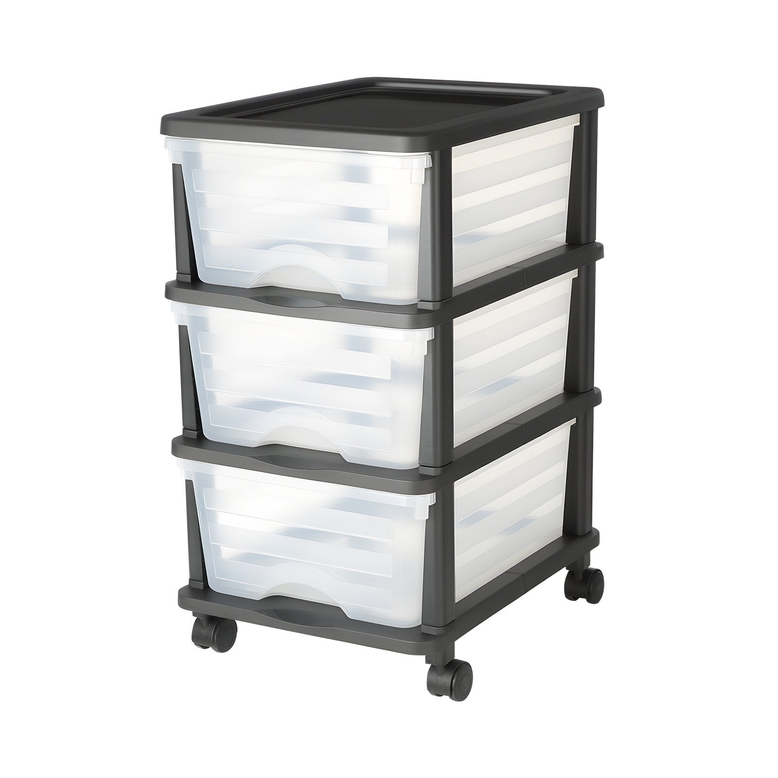 3-Drawer Rolling Storage Cart with Clear Bins for Office, Classroom, and Craft Room Organization - Portable Plastic Storage with Wheels