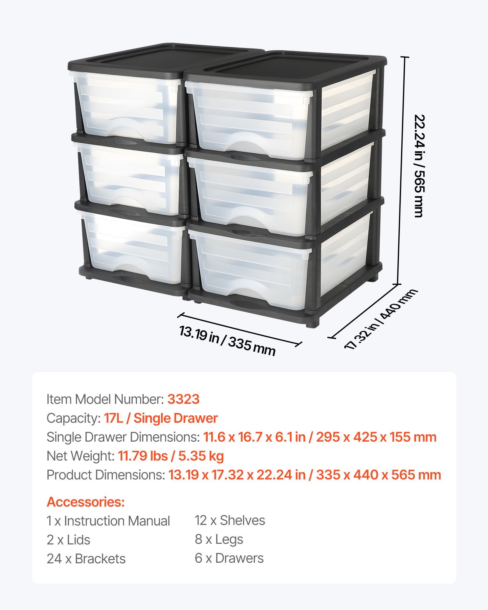 Versatile Clear Plastic Storage Drawers - 2 Pack, 6 Drawer Organizer for Closet, Office, Crafts, Classroom, Home, Efficient Space Saver
