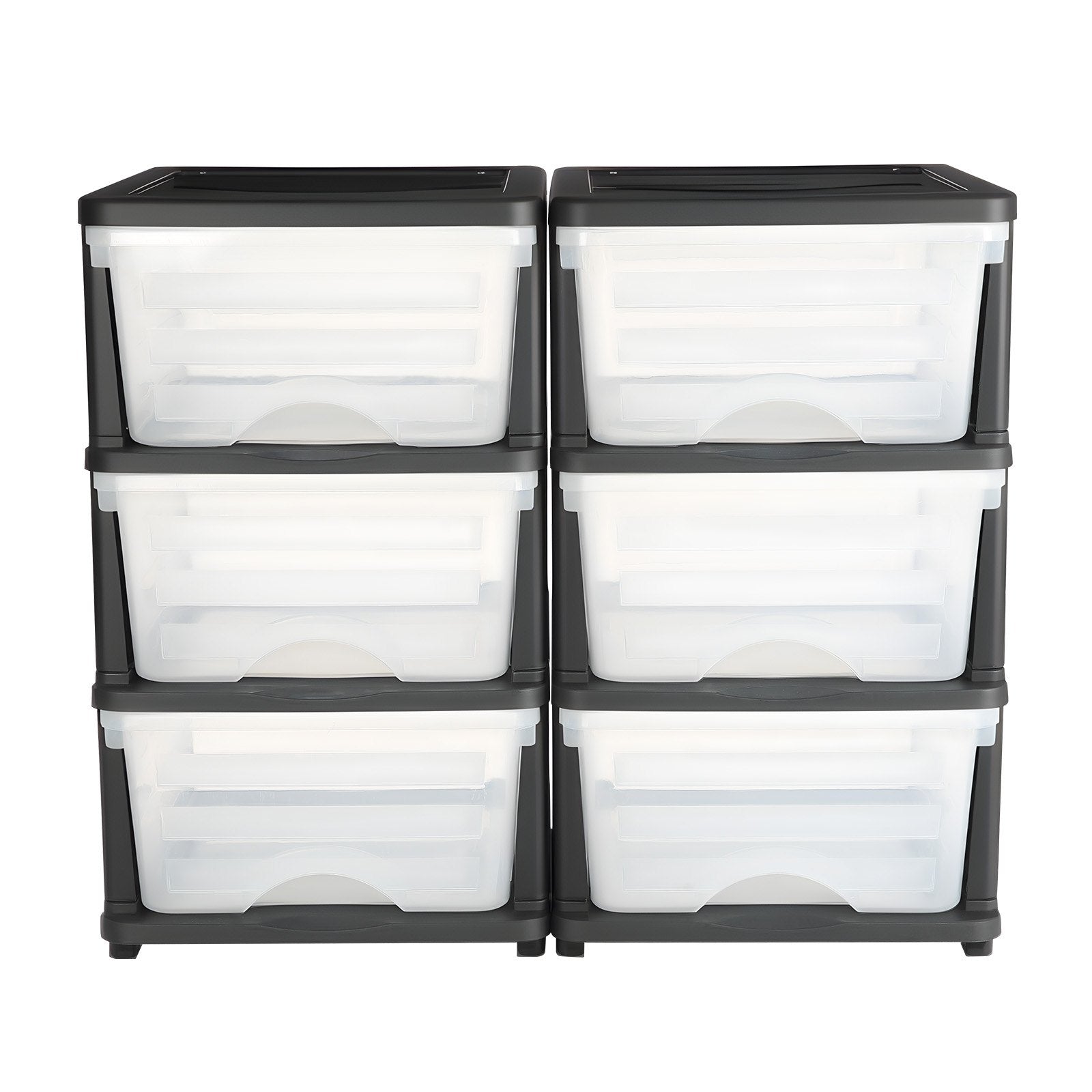Versatile Clear Plastic Storage Drawers - 2 Pack, 6 Drawer Organizer for Closet, Office, Crafts, Classroom, Home, Efficient Space Saver