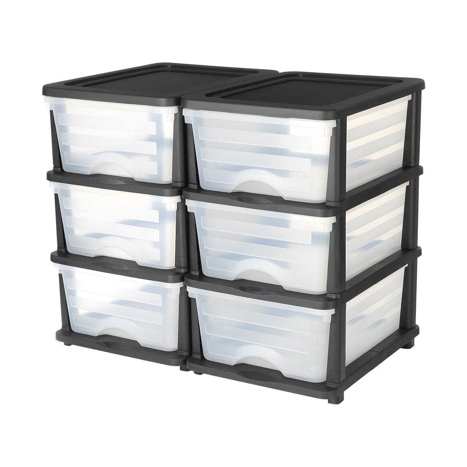 Versatile Clear Plastic Storage Drawers - 2 Pack, 6 Drawer Organizer for Closet, Office, Crafts, Classroom, Home, Efficient Space Saver