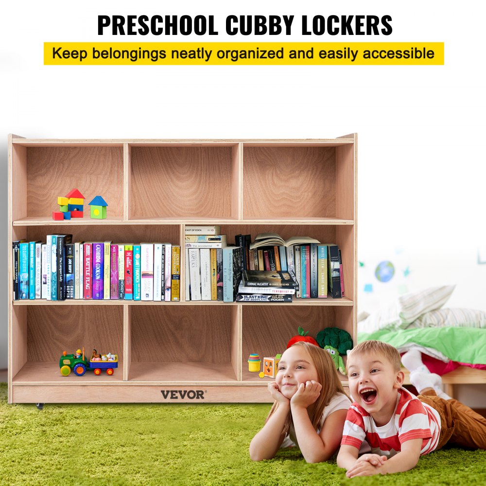 36-Inch High 8-Section Mobile Storage Cabinet for Preschool Classrooms