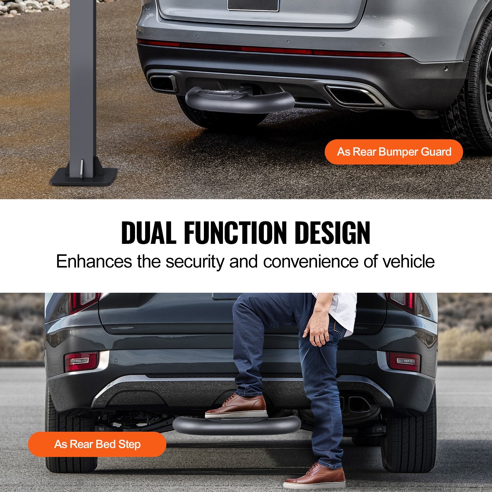 Universal 2-Inch Hitch Step with Rear Bumper Guard, 350 lbs Capacity, Non-Slip Design for Trucks, SUVs, Trailers, Includes Pin Kit