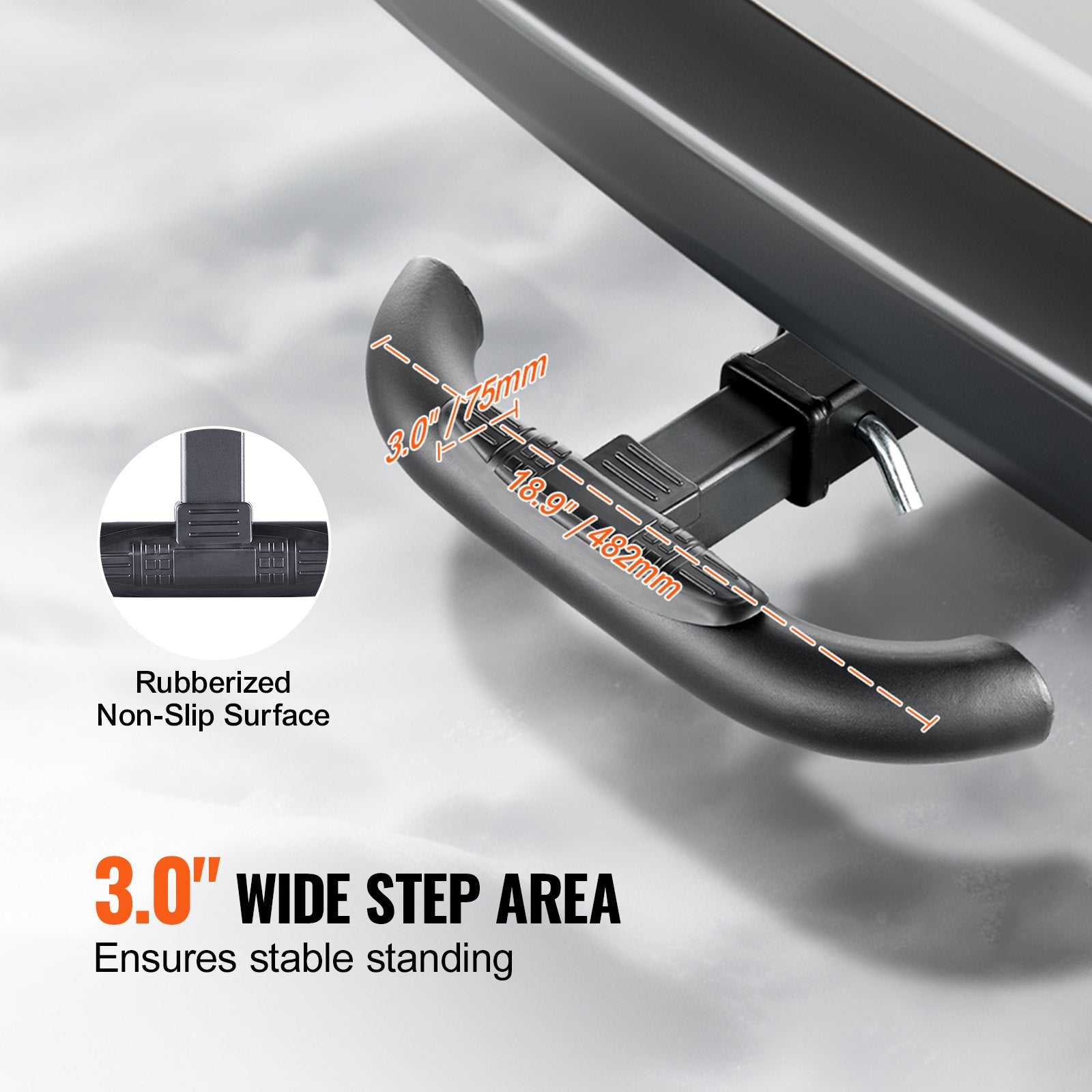 Universal 2-Inch Hitch Step with Rear Bumper Guard, 350 lbs Capacity, Non-Slip Design for Trucks, SUVs, Trailers, Includes Pin Kit