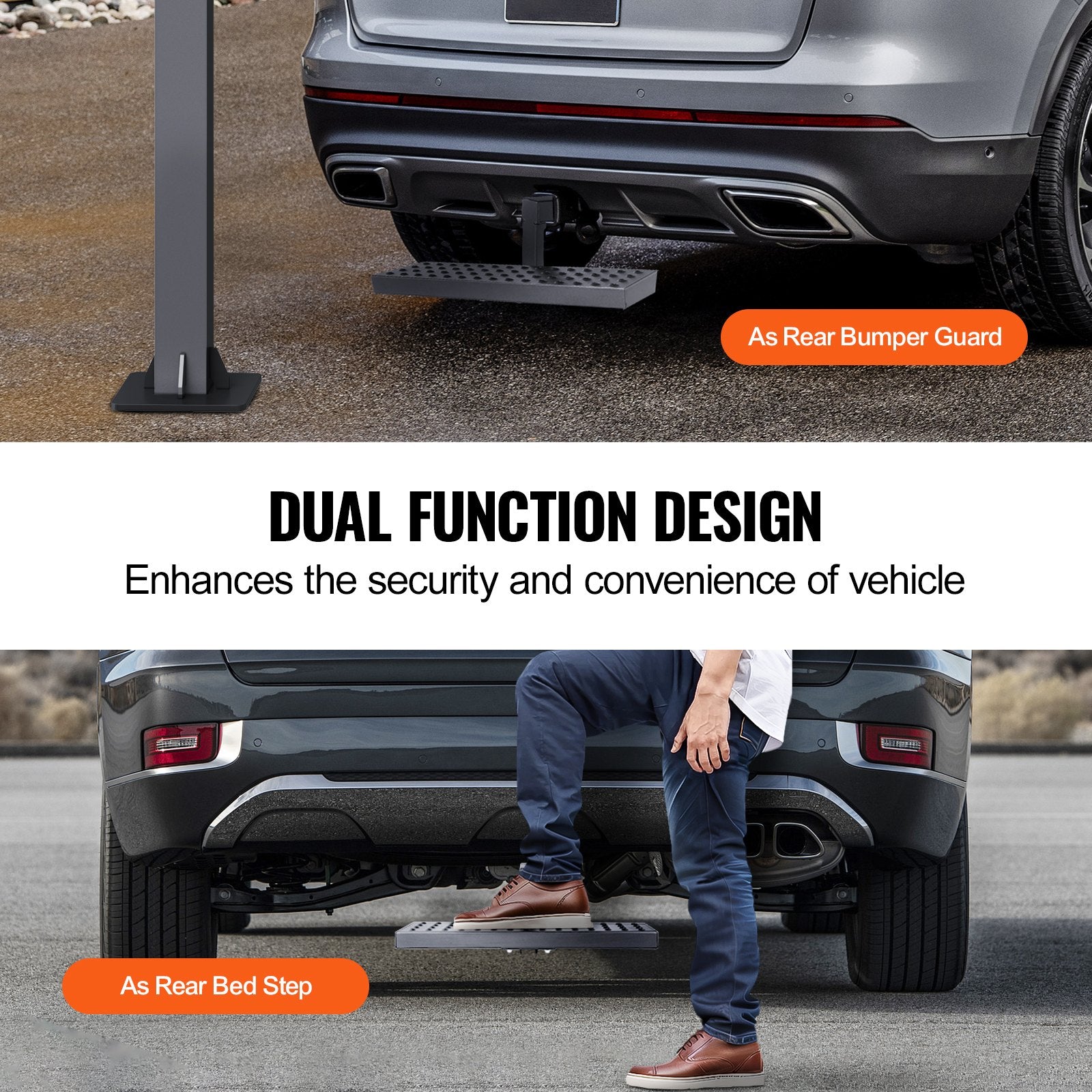 Universal Hitch Step for 2" Receiver - Heavy-Duty Steel, 350 LBS Capacity, Rear Bumper Guard, Pin Lock, Stabilizer for Truck, SUV, Trailer