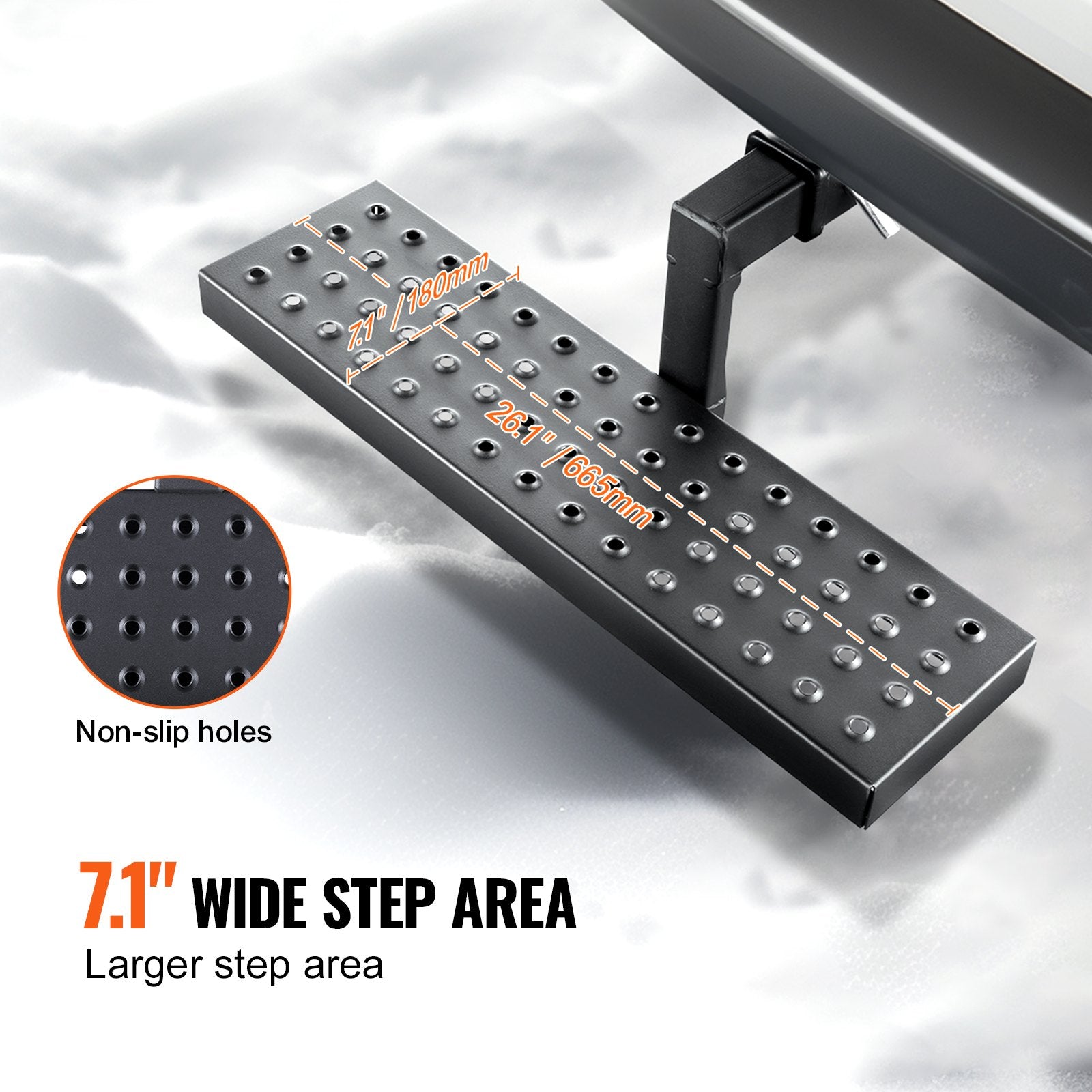Universal Hitch Step for 2" Receiver - Heavy-Duty Steel, 350 LBS Capacity, Rear Bumper Guard, Pin Lock, Stabilizer for Truck, SUV, Trailer