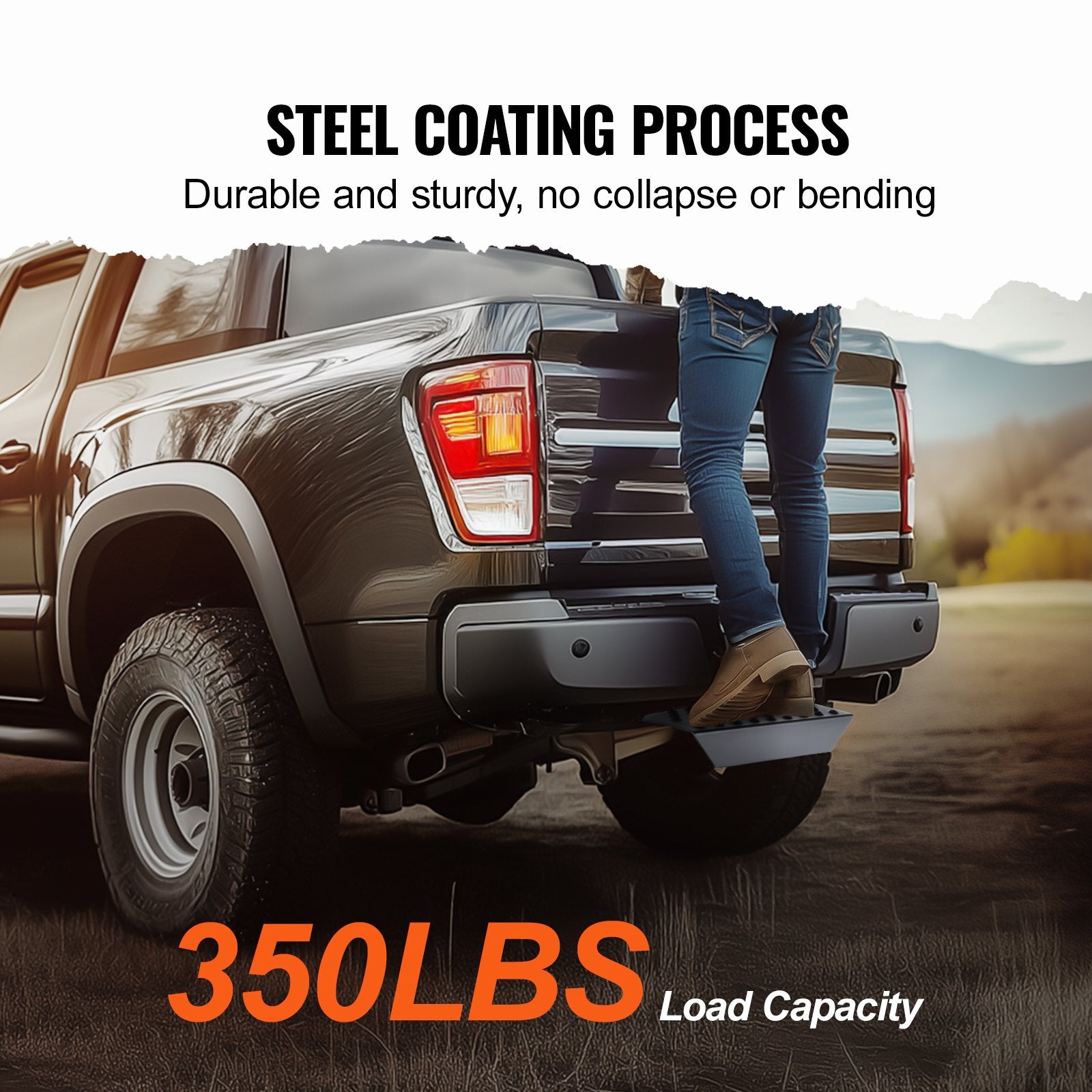 Universal 2-Inch Hitch Step, Heavy-Duty Steel with 350 lbs Capacity, Rear Bumper Guard, Pin Lock for Truck, SUV, Trailer Safety