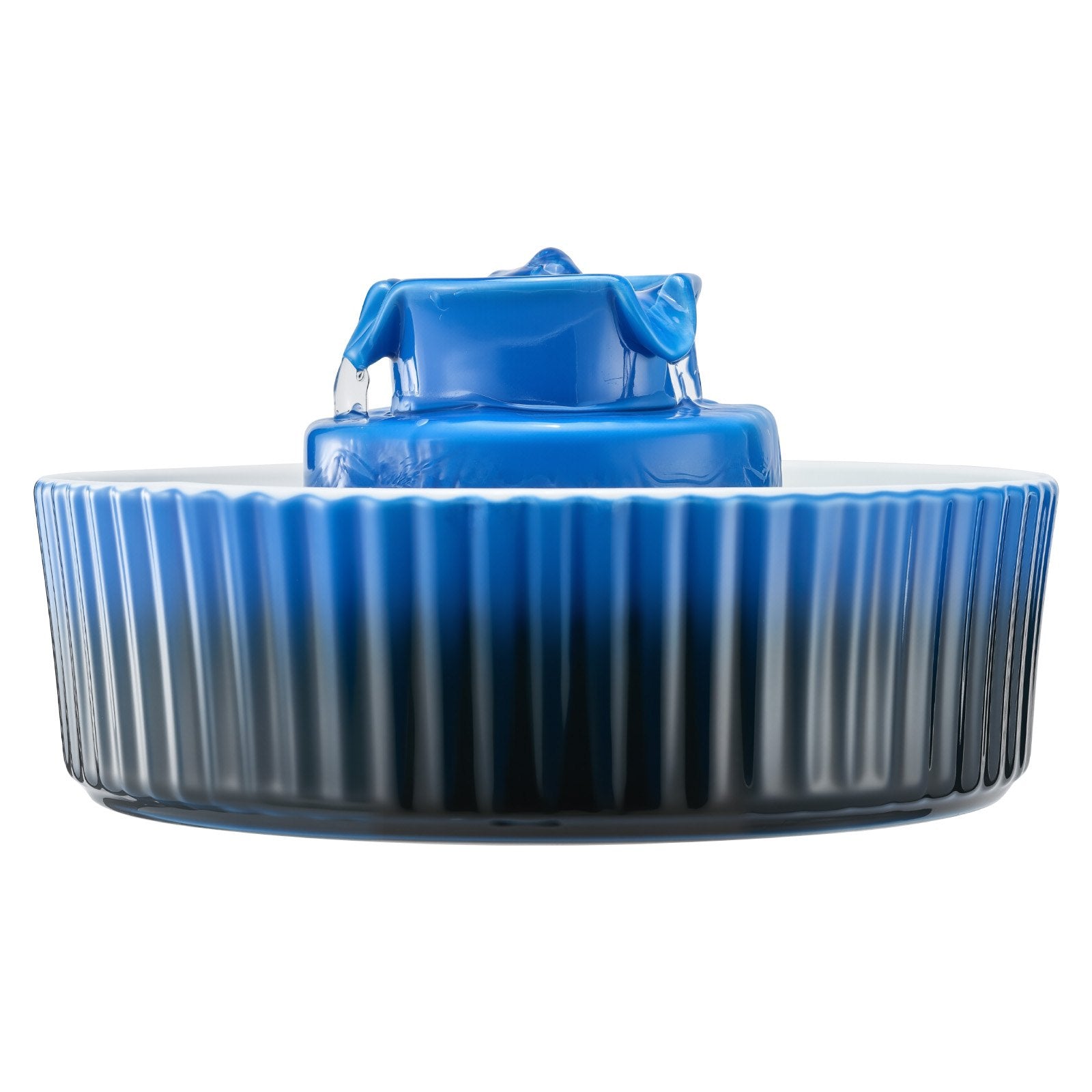 Elegant Ceramic Cat & Dog Water Fountain with Ultra-Quiet Pump, 360° Drinking & Multi-Layer Filtration, 2.1L Capacity - Blue