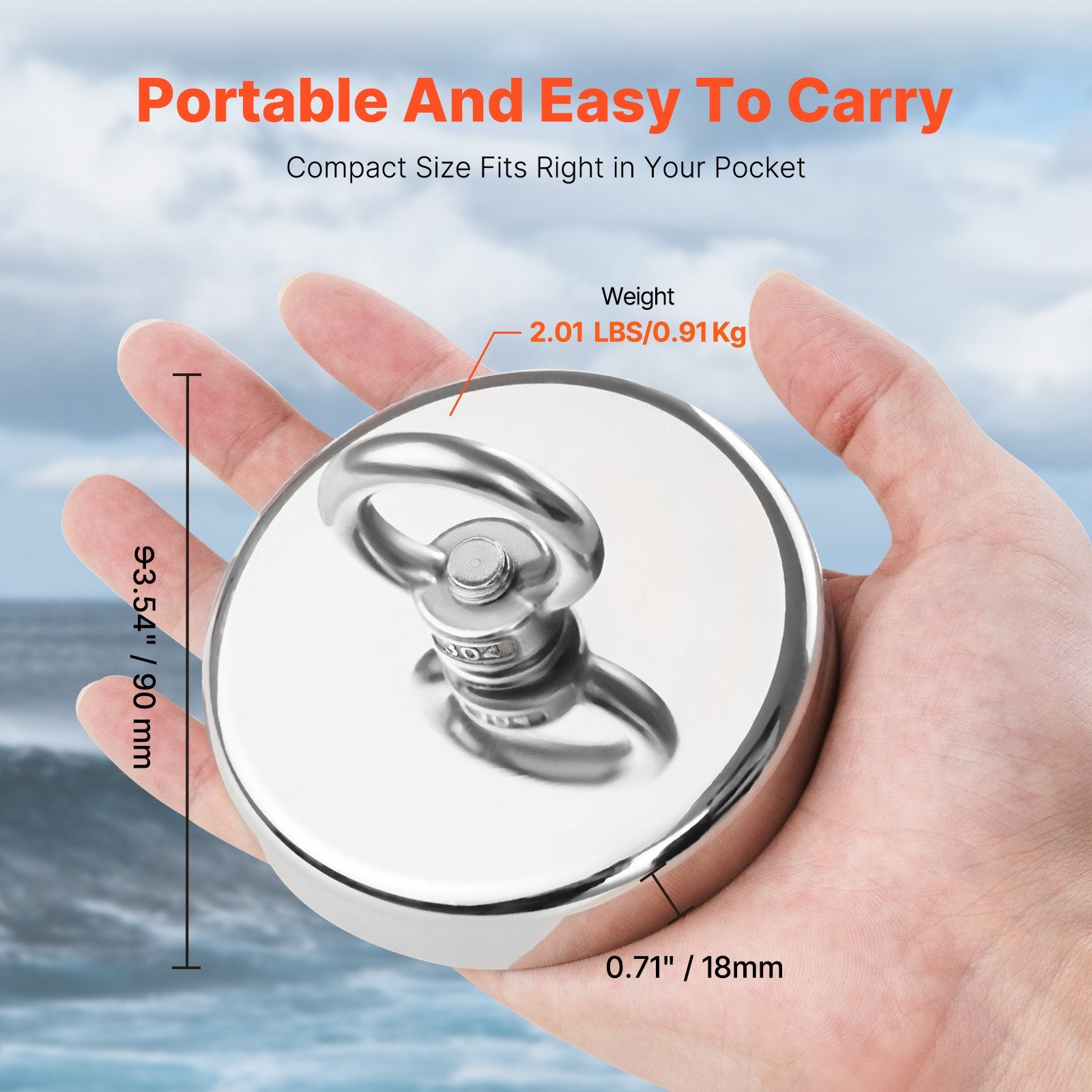 Super Strong 1000 LBS Neodymium Fishing Magnet for River Retrieval, Heavy-Duty Magnetic Hanging with Handle, Rust-Proof Design