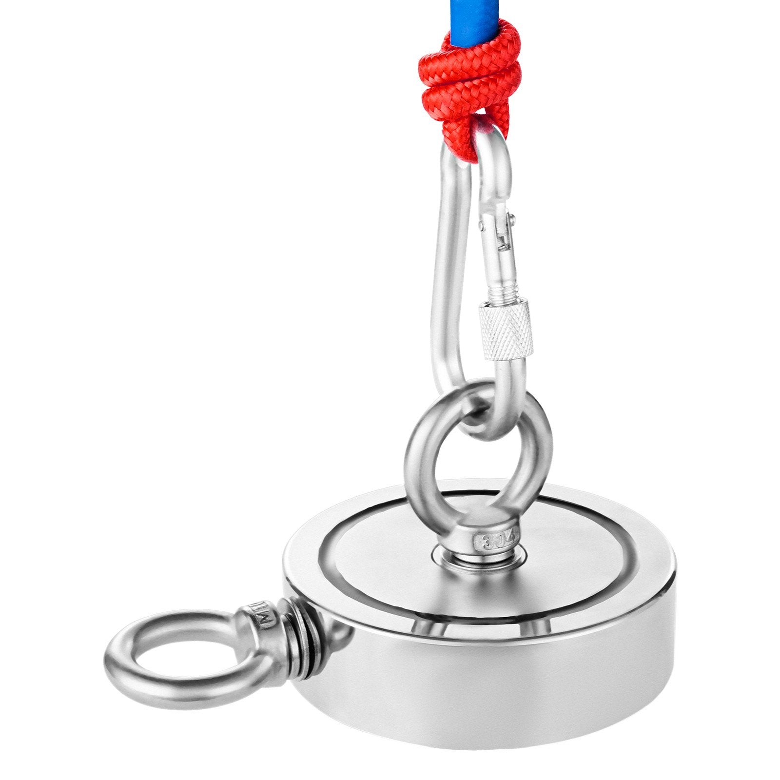 Ultimate Magnet Fishing Kit with 1000 LBS Double-Sided Neodymium Magnet, Grappling Hook, Heavy Duty Rope, Gloves, Eyebolt & Rust Protection