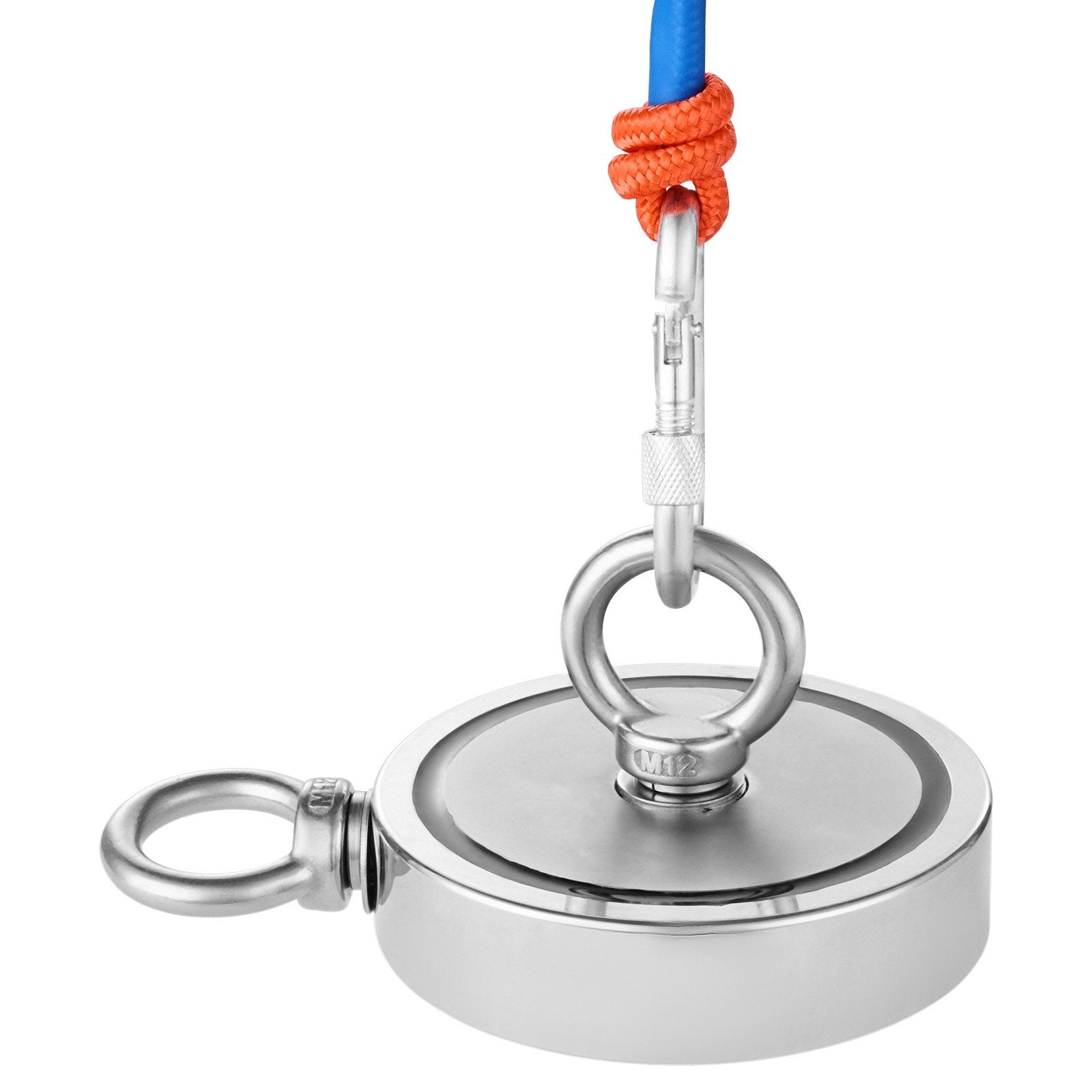 Heavy Duty Magnet Fishing Kit - 2000 LBS Double-Sided Pulling Force, Neodymium Magnet, Rust-Proof, Rope, Gloves, Eyebolt Included
