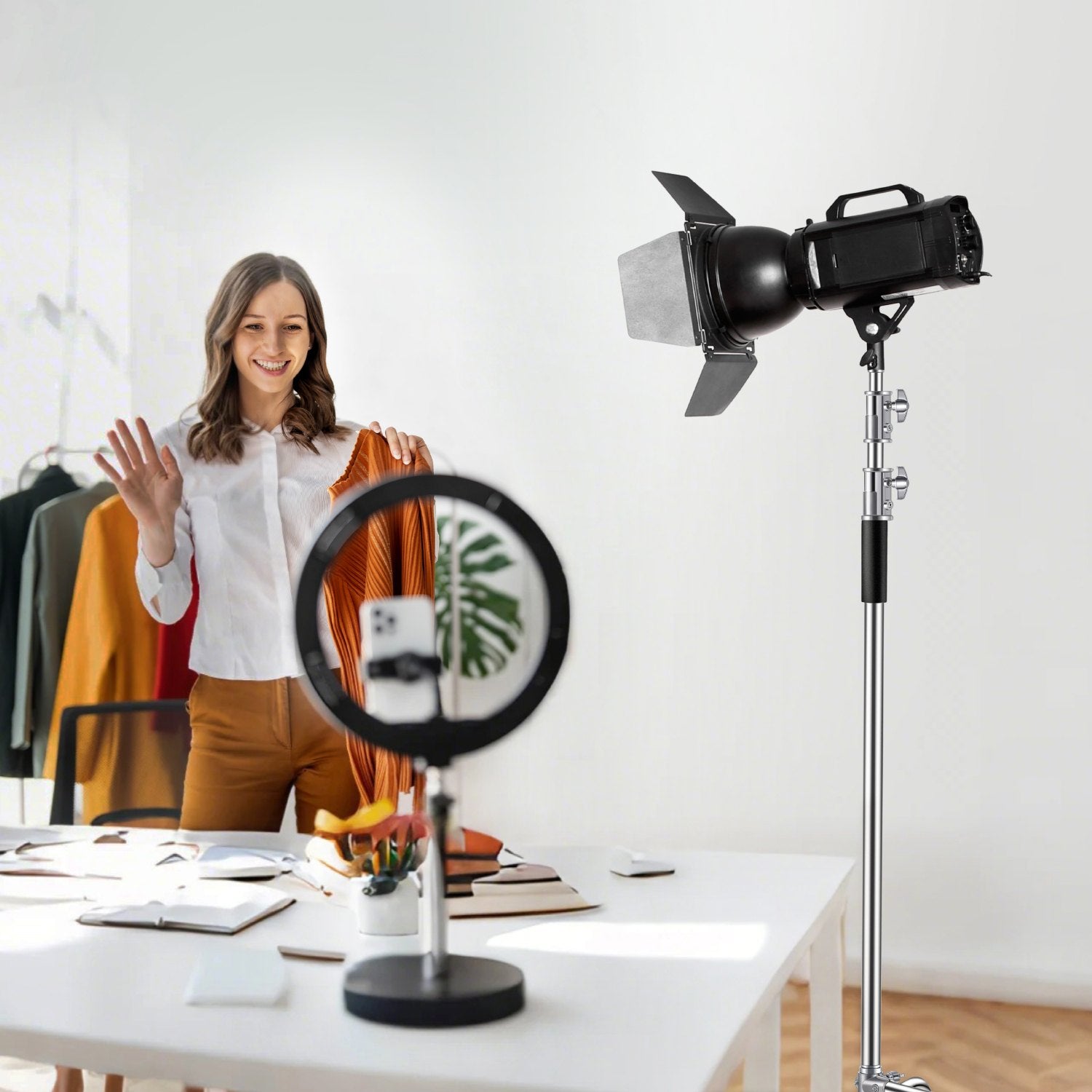 Heavy Duty Stainless Steel C Stand for Photography | Max Height 10.83 ft, 44 lbs Load | Adjustable Light Stand for Studio Softbox, Monolight, Reflector