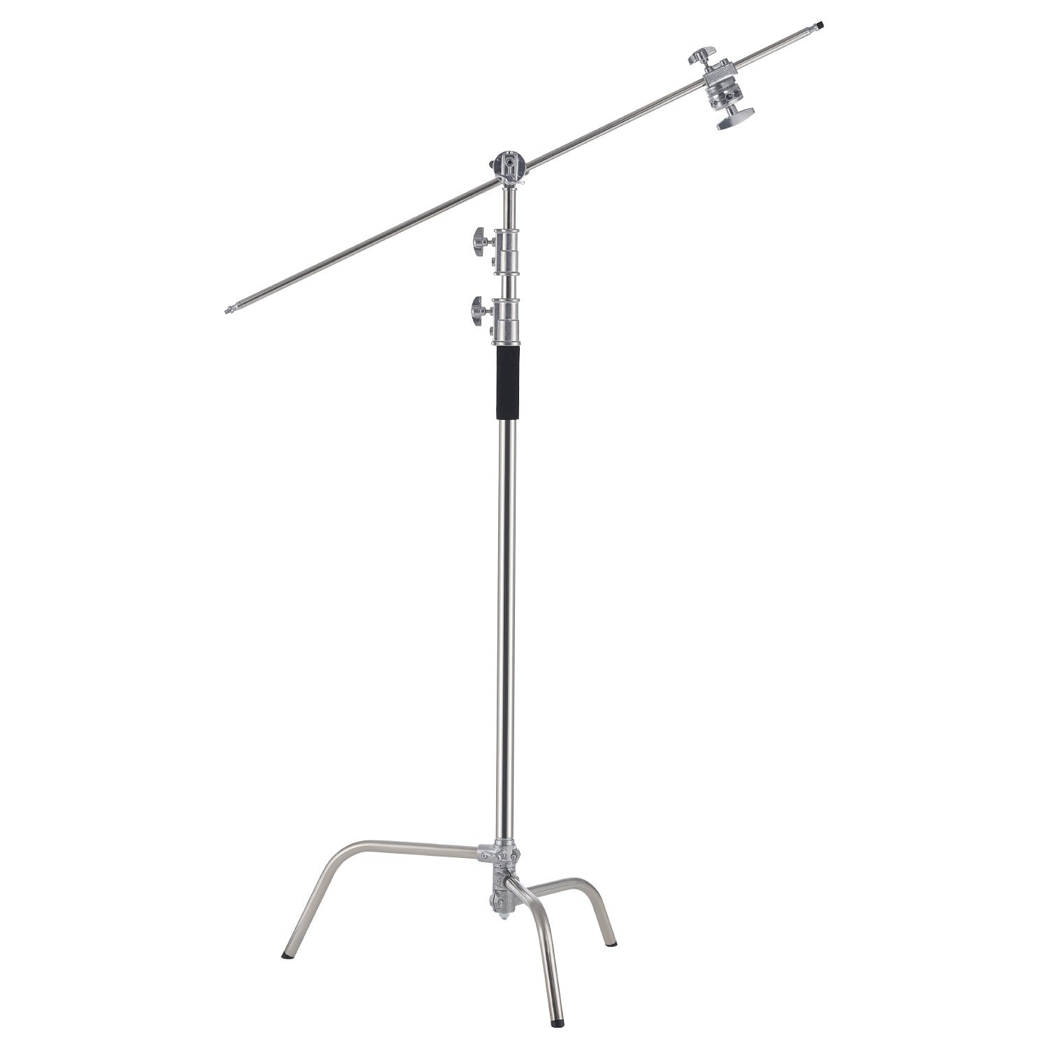Stainless Steel C Stand with Boom Arm, Heavy Duty Photography Light Stand, Adjustable Height, Grip Heads for Studio Monolight, Softbox, Reflector, Versatile, Easy Transport, Max Height 10.83 ft