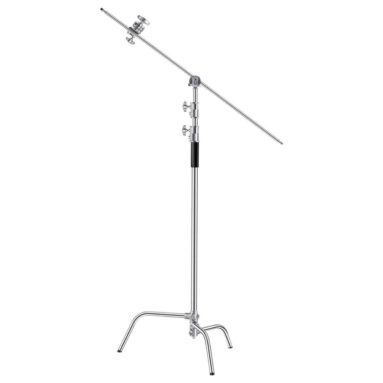 Stainless Steel C Stand with Boom Arm, Heavy Duty Photography Light Stand, Adjustable Height, Grip Heads for Studio Monolight, Softbox, Reflector, Versatile, Easy Transport, Max Height 10.83 ft