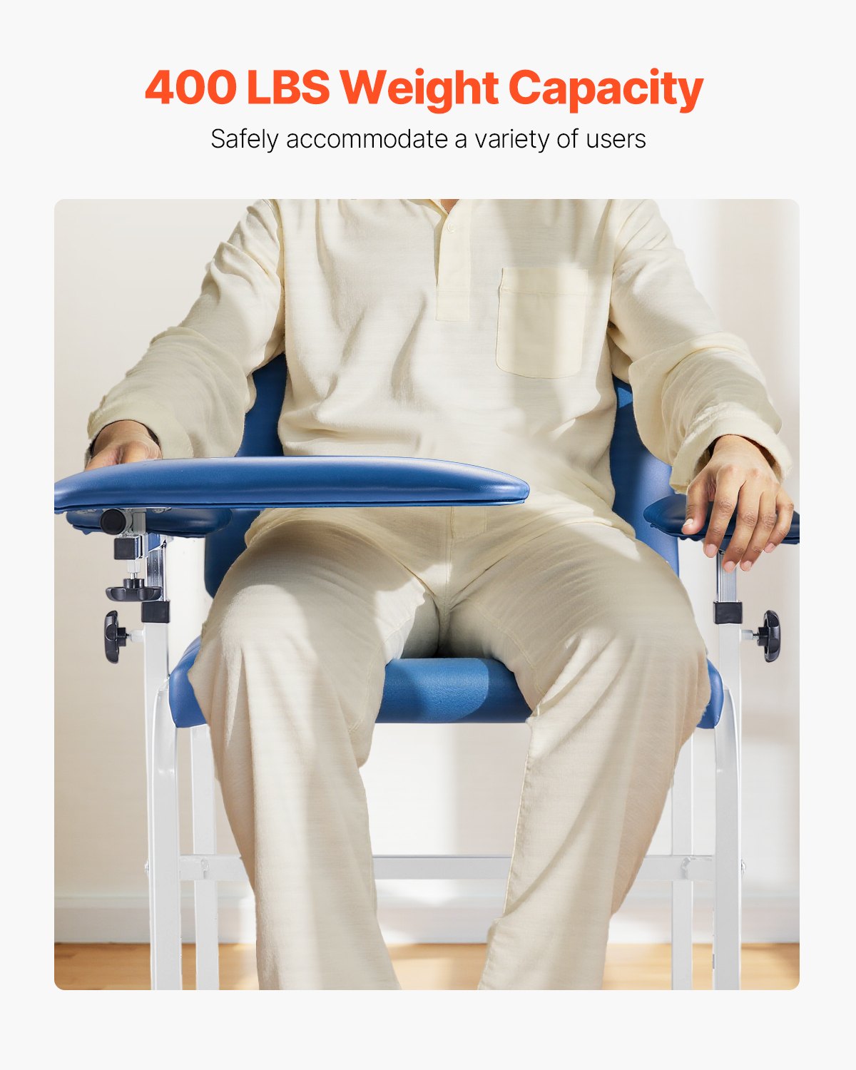 Ergonomic Phlebotomy Chair with Adjustable Armrests, Flip Arm, 400LBS Capacity, Soft Padded Seat, Easy-to-Clean PVC Leather for Medical Facilities, Labs, Clinics