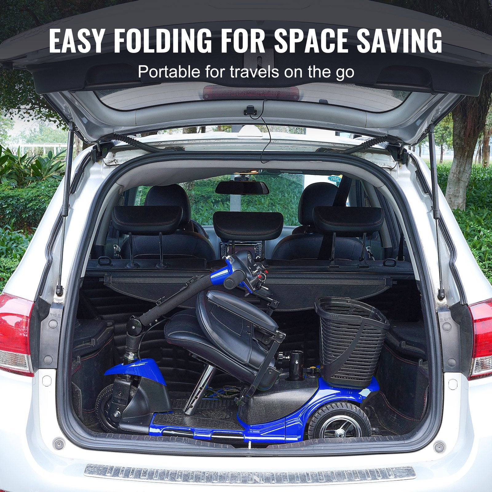 Compact 3-Wheel Electric Folding Mobility Scooter for Adults & Seniors, 12 Mile Range, 265lb Capacity, Ideal for Travel & Climbing 9° Slopes