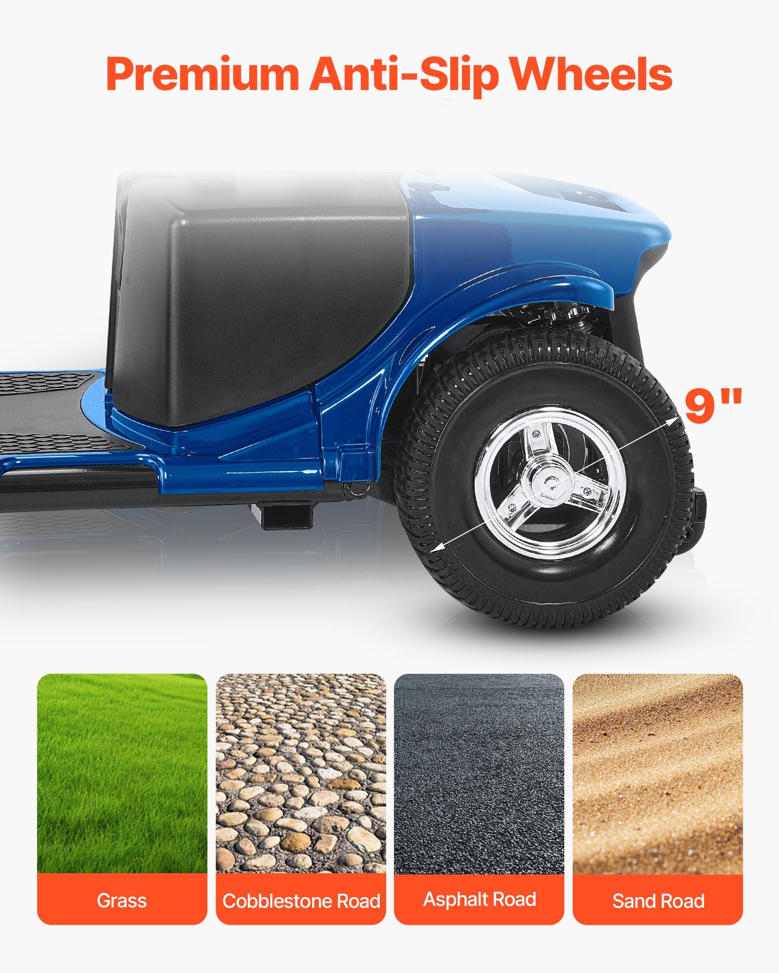 Folding Electric Mobility Scooter for Adults & Seniors - Heavy Duty, 4 Wheels, 12 Mile Range, 265lb Capacity, 9° Climb, Anti-Skid Wheels, Travel Ready