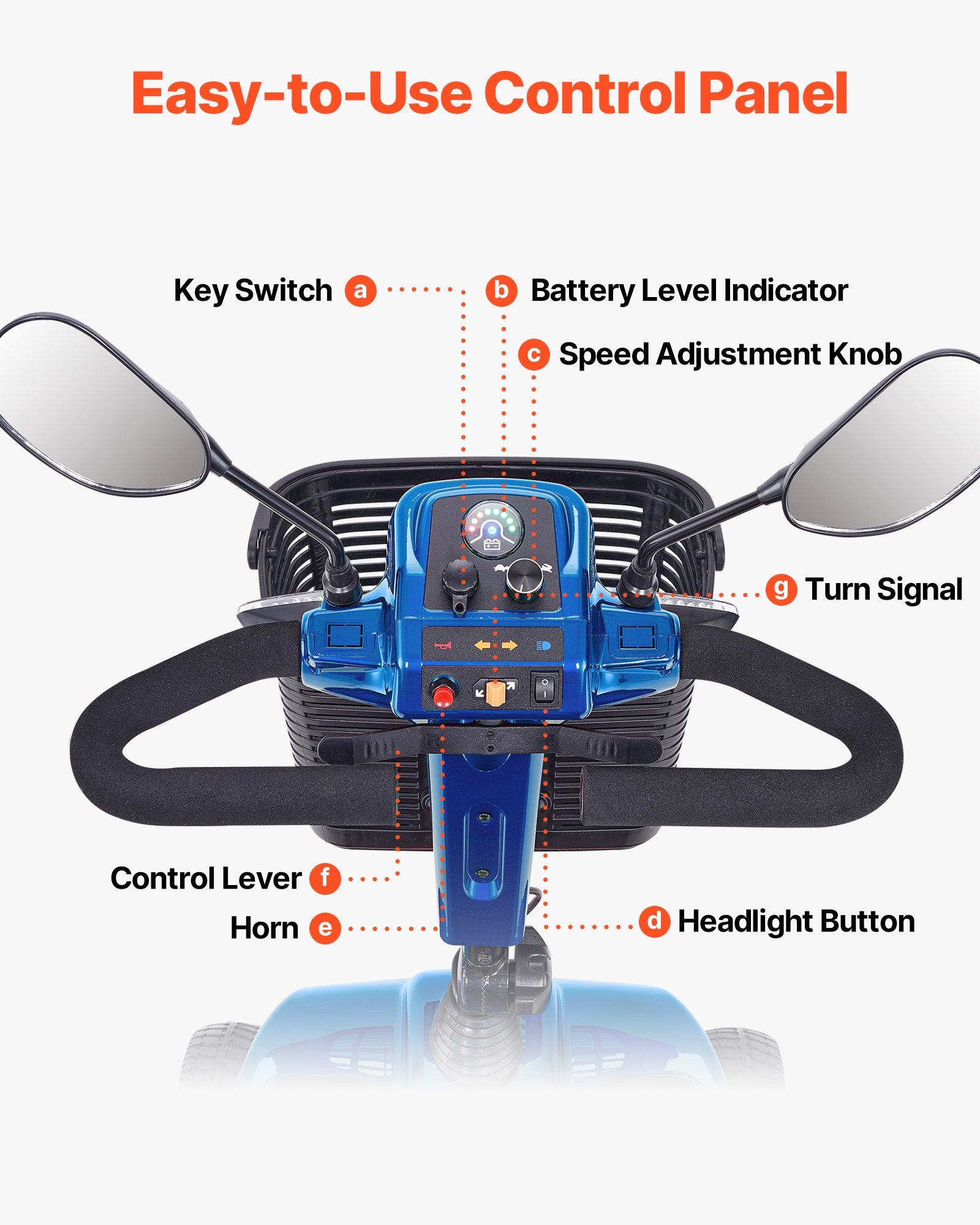 Folding Electric Mobility Scooter for Adults & Seniors - Heavy Duty, 4 Wheels, 12 Mile Range, 265lb Capacity, 9° Climb, Anti-Skid Wheels, Travel Ready