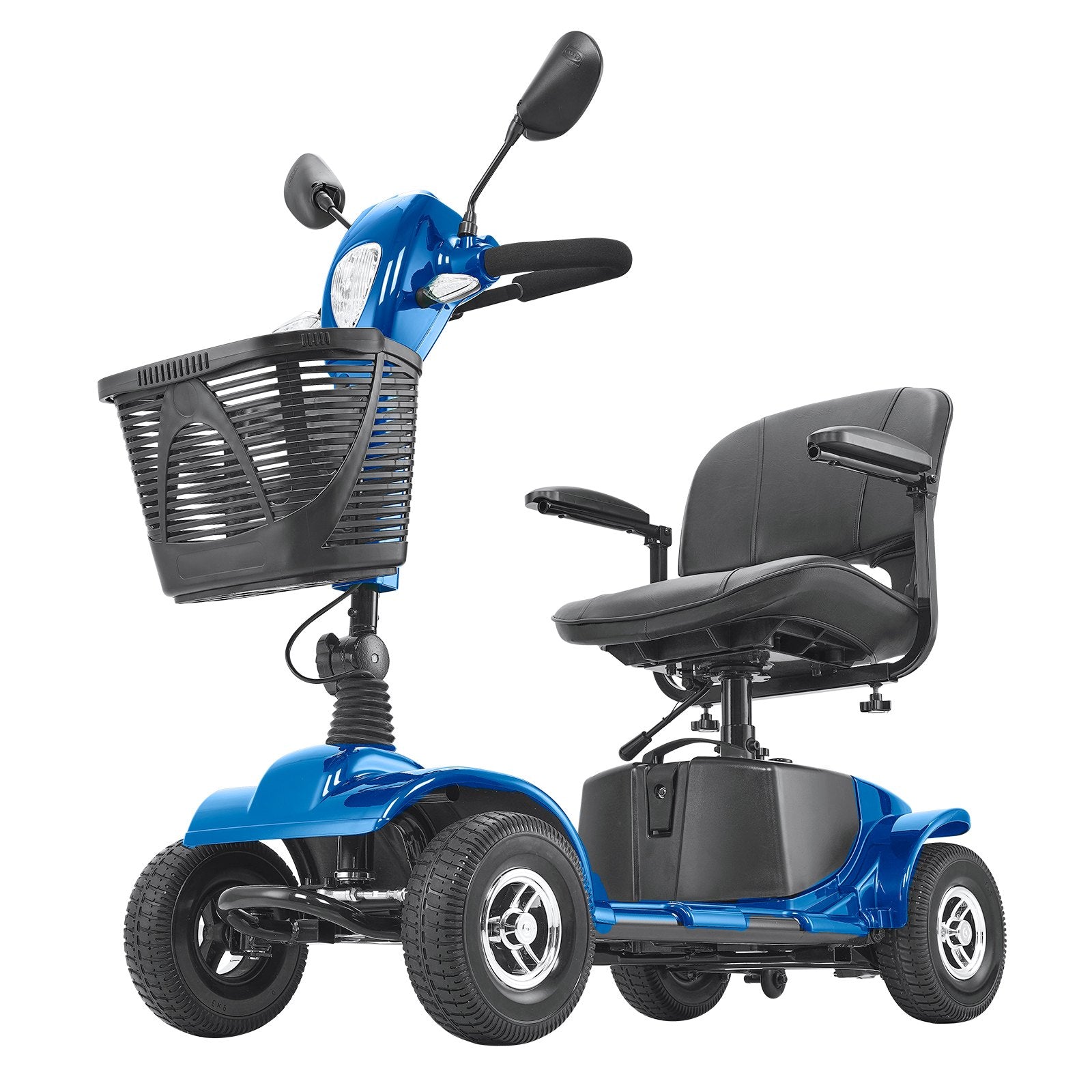 Folding Electric Mobility Scooter for Adults & Seniors - Heavy Duty, 4 Wheels, 12 Mile Range, 265lb Capacity, 9° Climb, Anti-Skid Wheels, Travel Ready