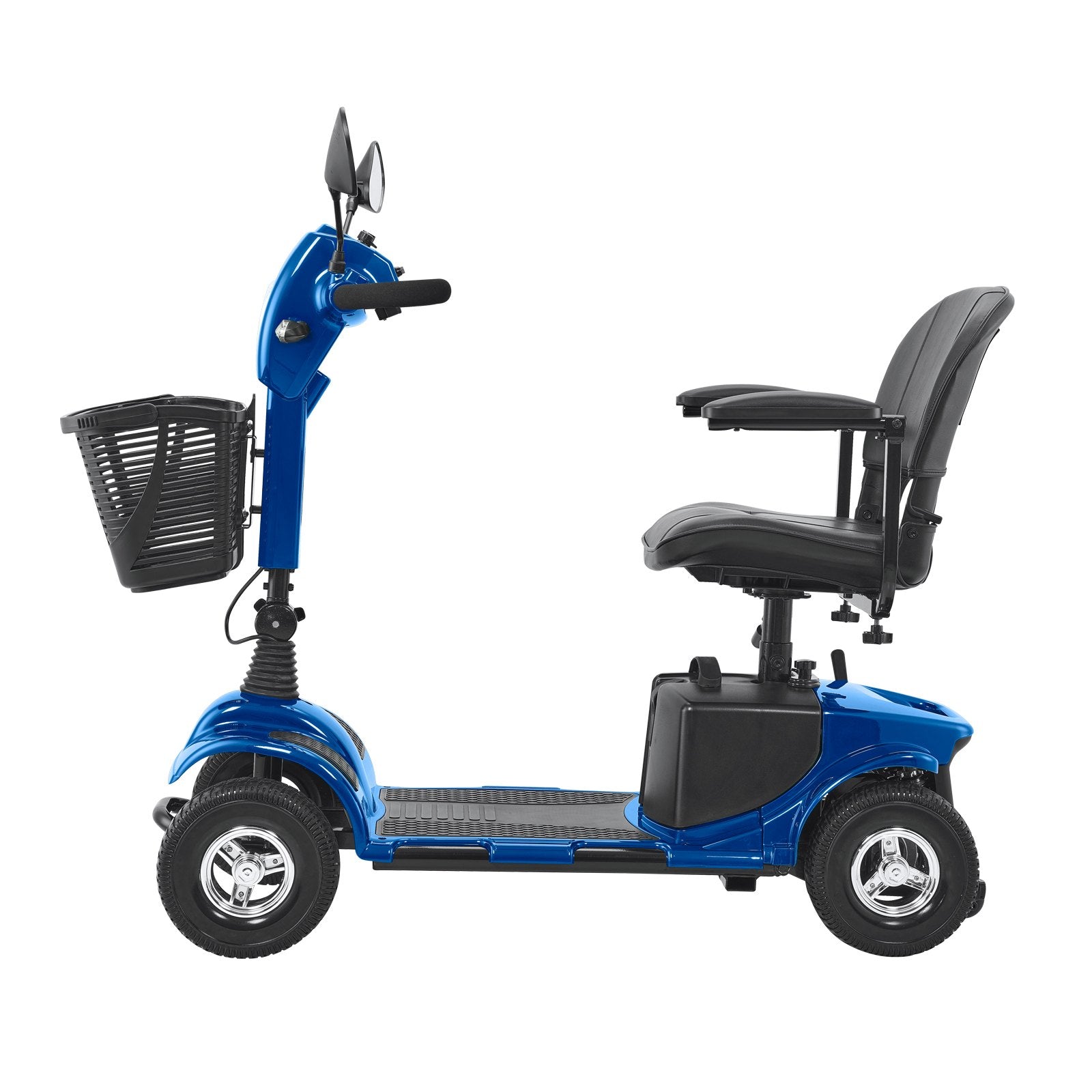 Folding Electric Mobility Scooter for Adults & Seniors - Heavy Duty, 4 Wheels, 12 Mile Range, 265lb Capacity, 9° Climb, Anti-Skid Wheels, Travel Ready