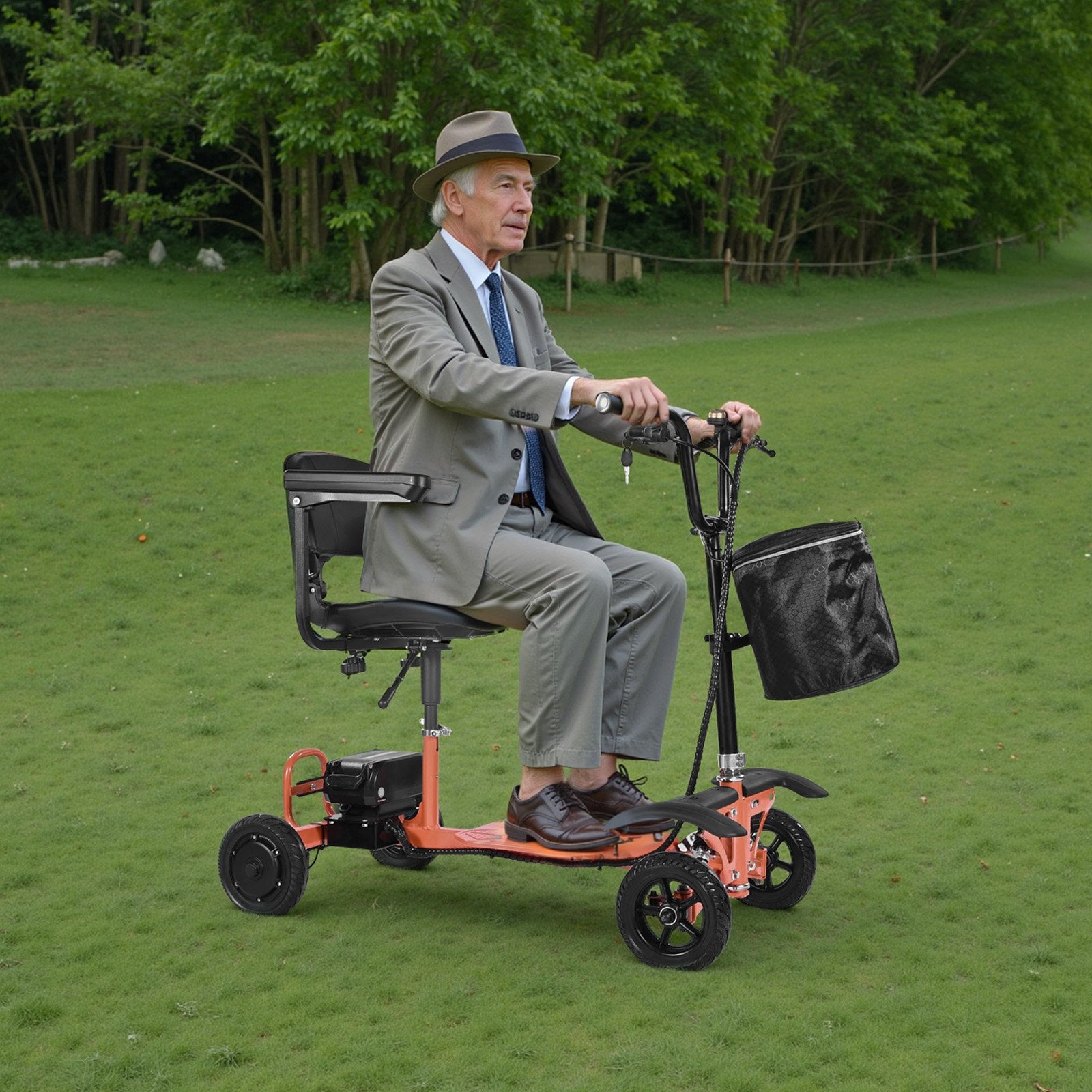 Compact 4-Wheel Folding Electric Mobility Scooter for Adults & Seniors, All-Terrain, 265 lbs Capacity, 48V Battery, 8" Solid Tires, Ideal for Travel & Adventure