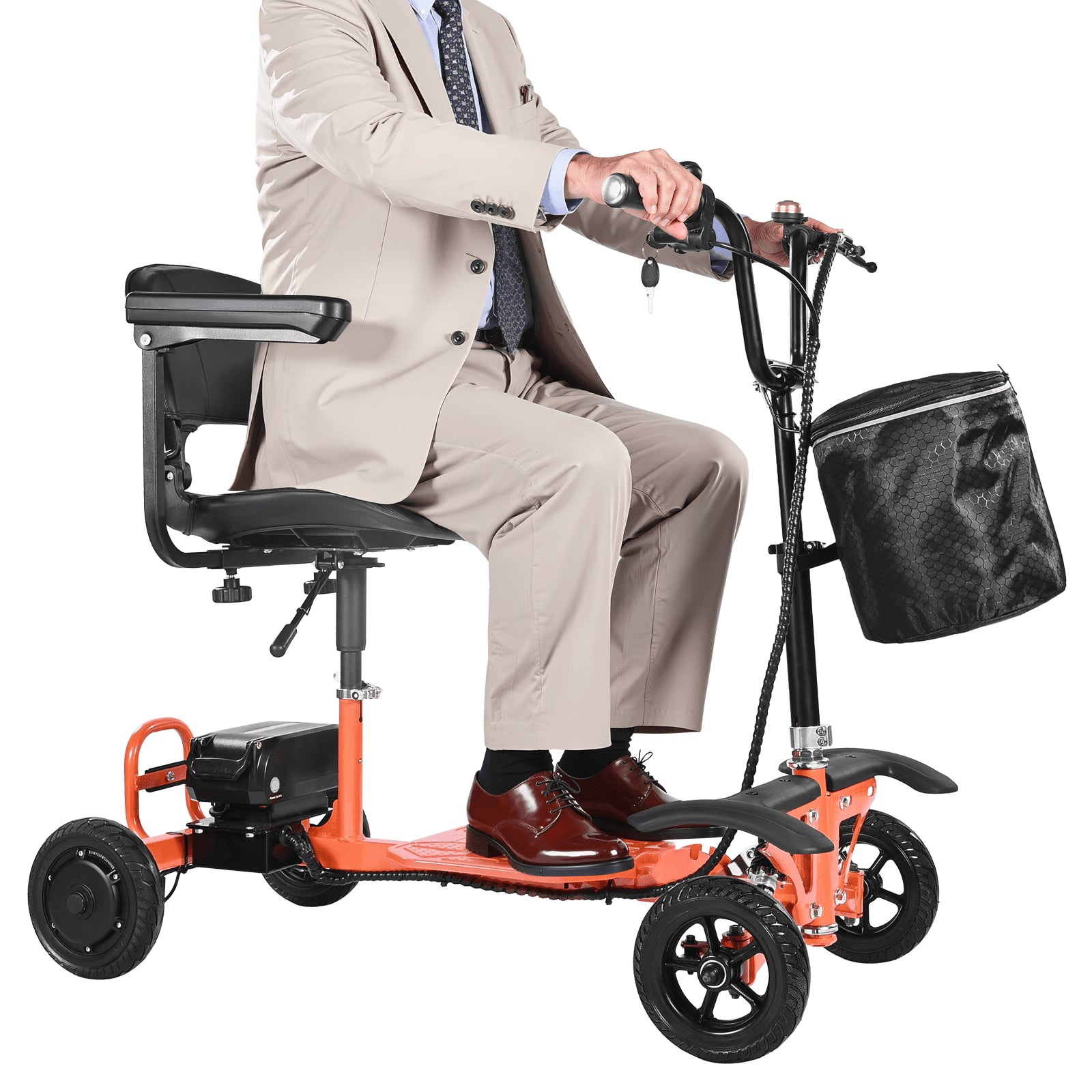 Compact 4-Wheel Folding Electric Mobility Scooter for Adults & Seniors, All-Terrain, 265 lbs Capacity, 48V Battery, 8" Solid Tires, Ideal for Travel & Adventure