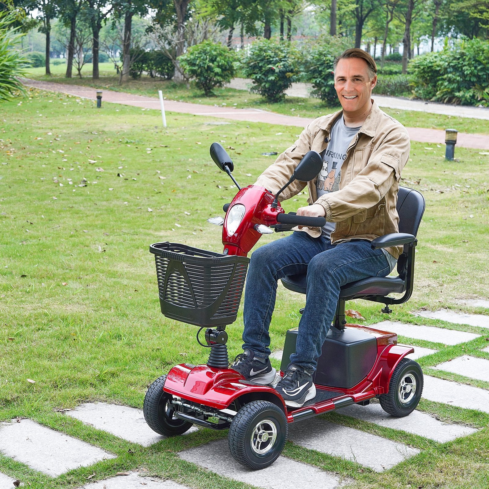 Heavy-Duty Folding Electric Scooter for Adults & Seniors - 4 Wheel Mobility, 12 Mile Range, All Terrain, 265lb Capacity, 9° Climb