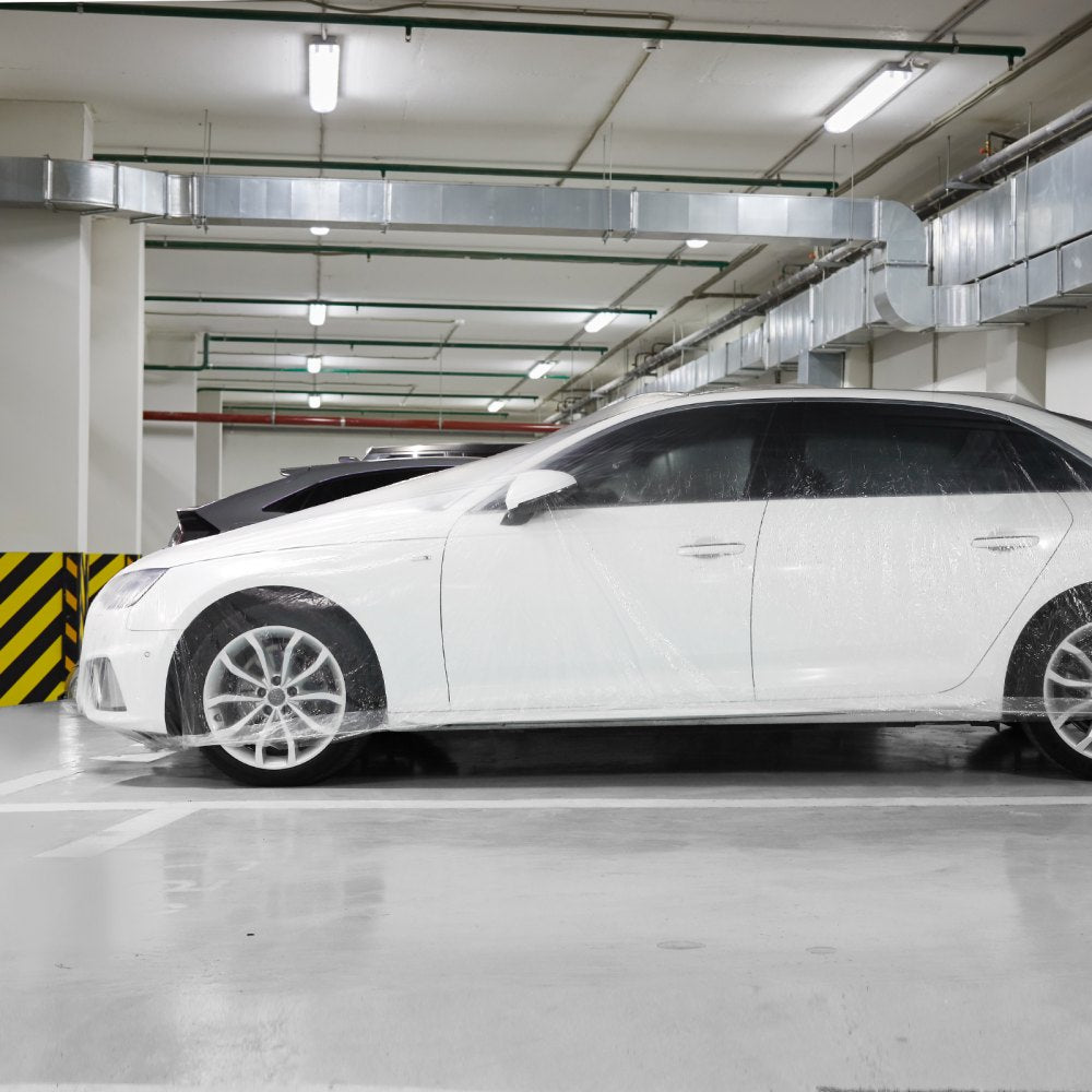 10 PACK Clear Plastic Temporary Universal Disposable Car Cover Rain Dust Garage