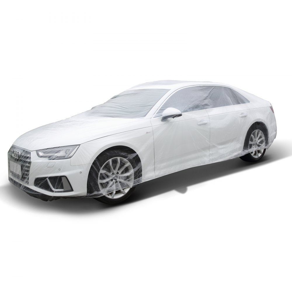 10 PACK Clear Plastic Temporary Universal Disposable Car Cover Rain Dust Garage