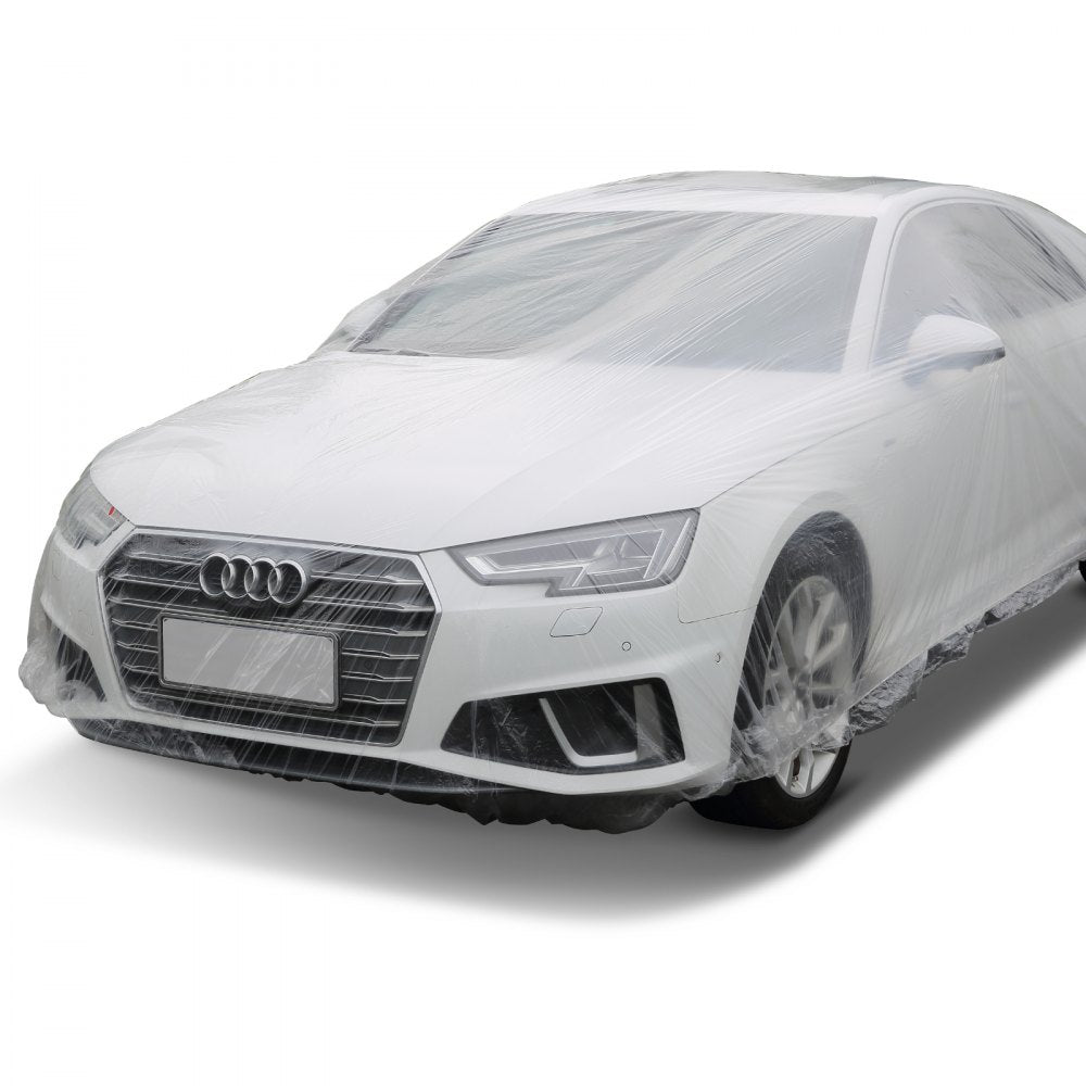 10 PACK Clear Plastic Temporary Universal Disposable Car Cover Rain Dust Garage