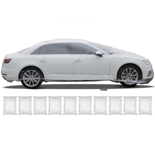 10 PACK Clear Plastic Temporary Universal Disposable Car Cover Rain Dust Garage