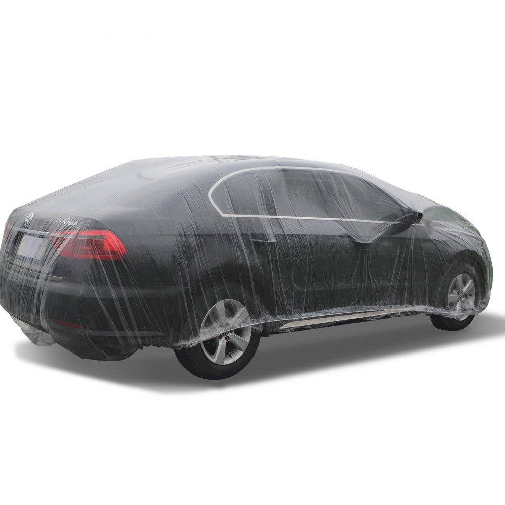 10 PACK Clear Plastic Temporary Universal Disposable Car Cover Rain Dust Garage