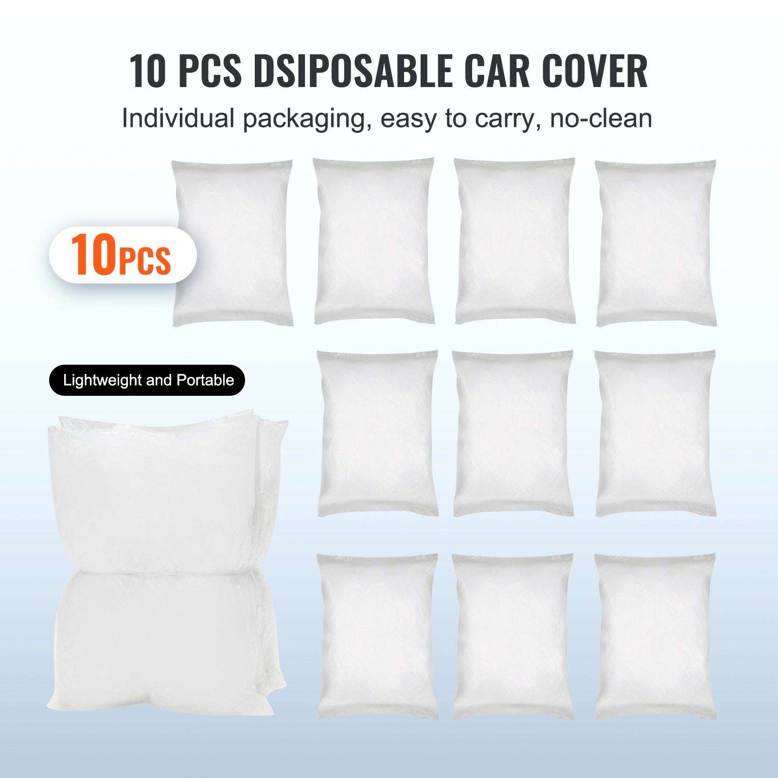 10-Pack Universal Disposable Car Covers - Clear Plastic, 22' x 12' - Premium Protection, Easy Install, Elastic Hems, Wide Application, Durable Low-Density Polyethylene