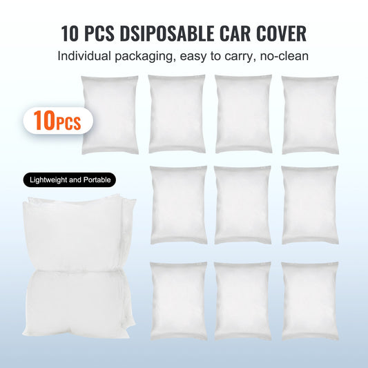 10-Pack Universal Disposable Car Covers - Clear Plastic, 22' x 12' - Premium Protection, Easy Install, Elastic Hems, Wide Application, Durable Low-Density Polyethylene