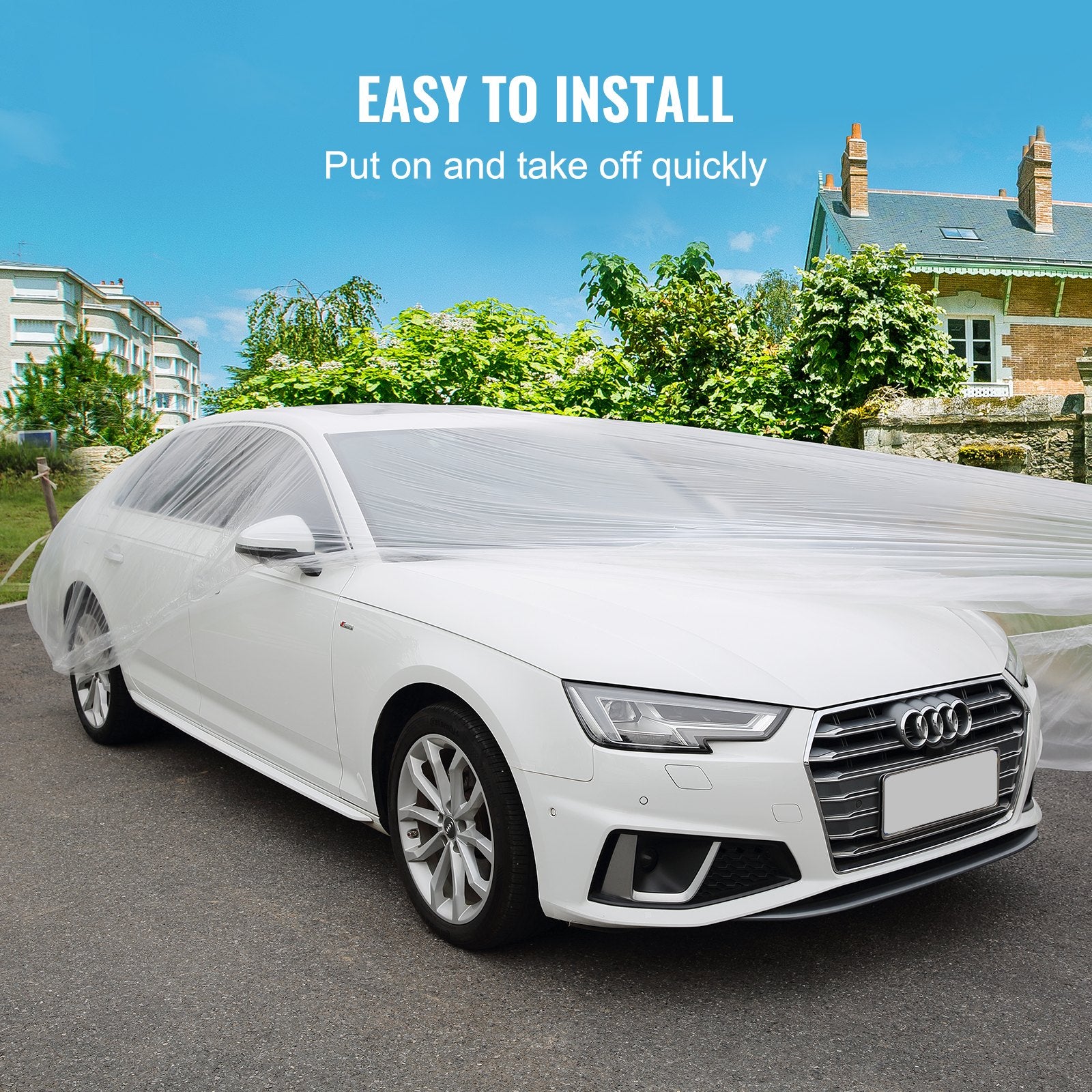 10-Pack Universal Disposable Car Covers - Clear Plastic, 22' x 12' - Premium Protection, Easy Install, Elastic Hems, Wide Application, Durable Low-Density Polyethylene