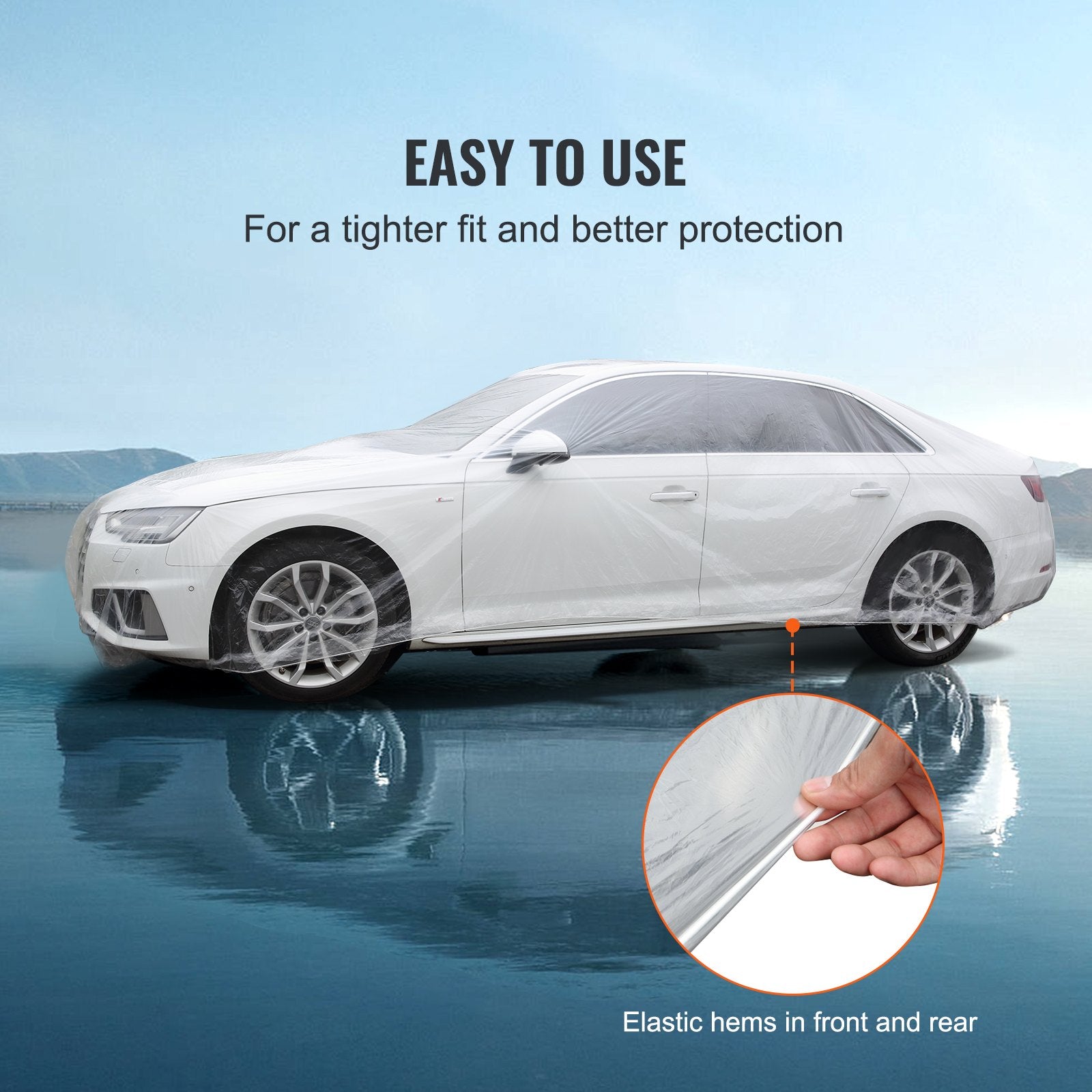 10-Pack Universal Disposable Car Covers - Clear Plastic, 22' x 12' - Premium Protection, Easy Install, Elastic Hems, Wide Application, Durable Low-Density Polyethylene