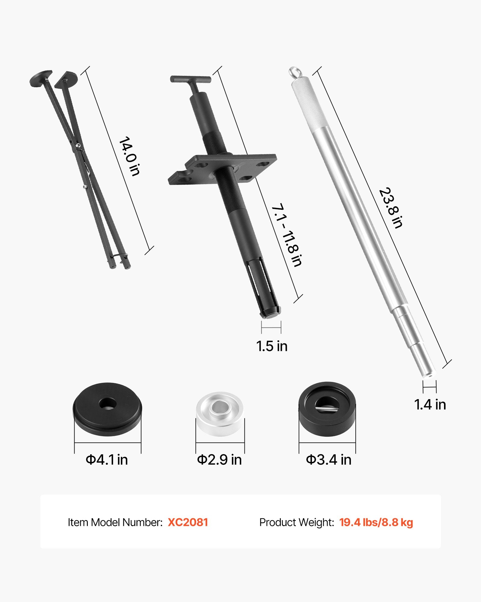 Heavy-Duty Marine Engine Alignment & Gimbal Bearing Puller Set for Mercruiser, OMC, Volvo Cobra with Rust-Resistant Finish