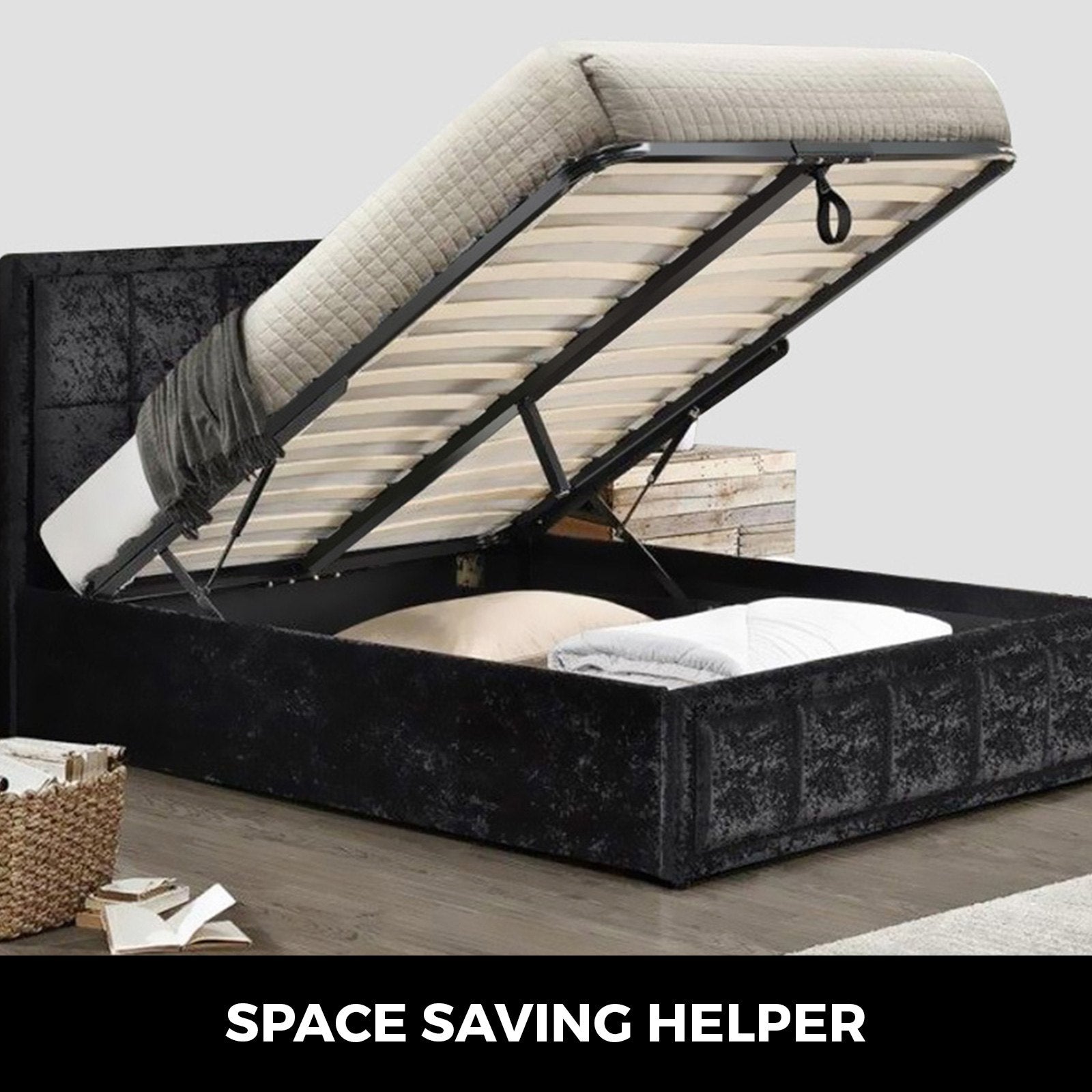5FT Sofa Bed Lift Mechanism Kit with Pneumatic Poles for Under Bed Storage, Black Steel Bracket, 265 lbs Capacity, Easy Install
