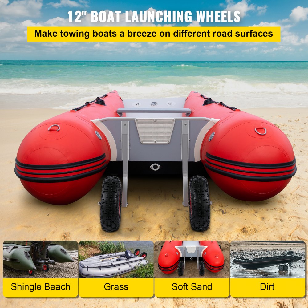 VEVOR Boat Launching Wheels, 12" Boat Transom Launching Wheel, 500 LBS Loading Capacity Inflatable Boat Launch Wheels, Aluminium Alloy Transom Launching Dolly Wheels with 4 PCS of Quick Release Pins