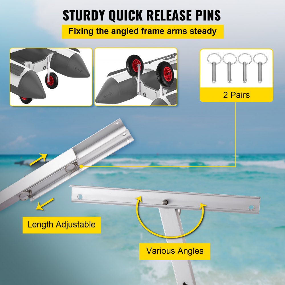 VEVOR Boat Launching Wheels, 15" Boat Transom Launching Wheel, 300 LBS Loading Capacity Inflatable Boat Launch Wheels, Aluminium Alloy Transom Launching Dolly Wheels with 4 PCS of Quick Release Pins